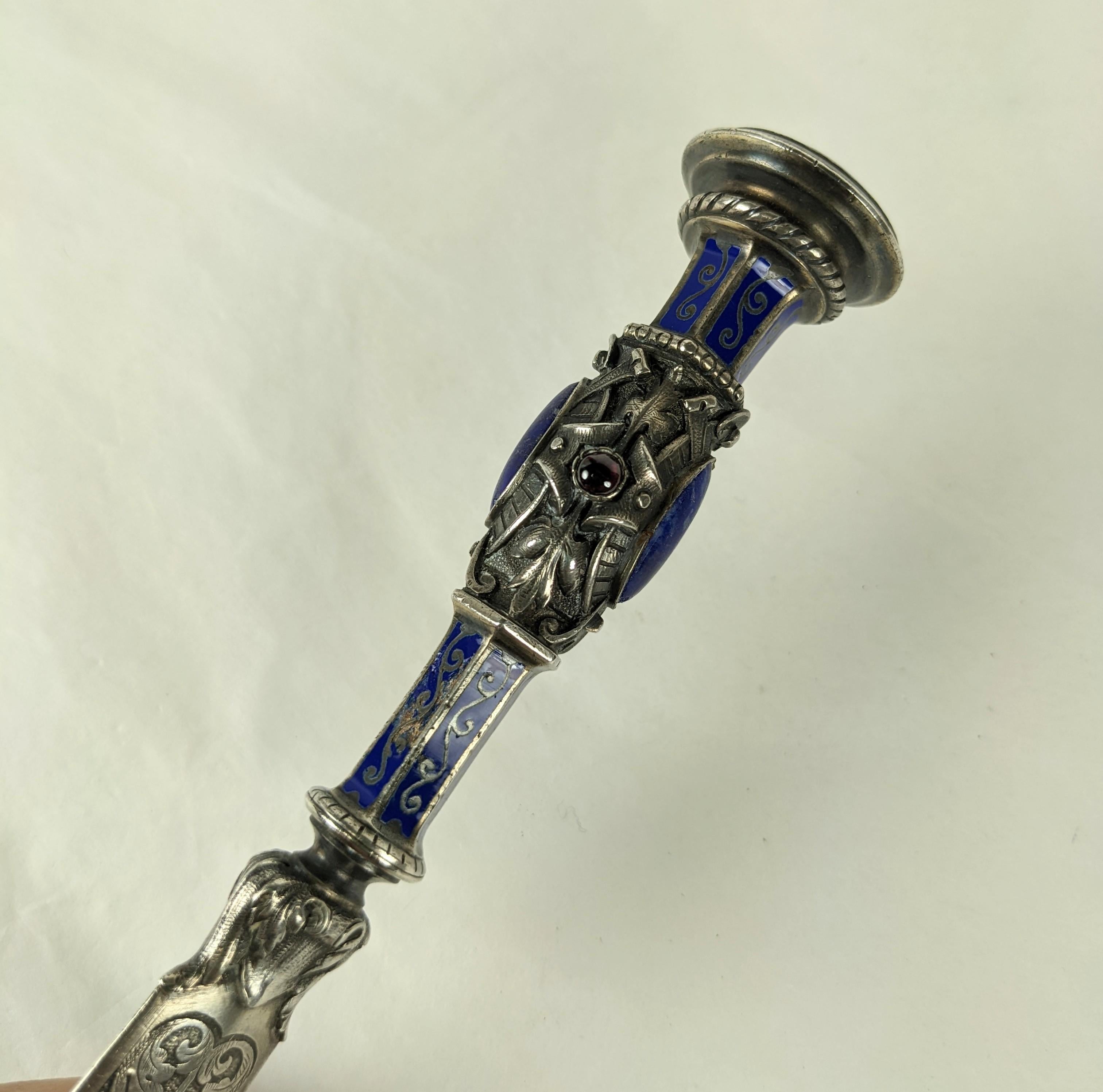Elaborate 19th Century French Silver Lapis Letter Opener For Sale 5