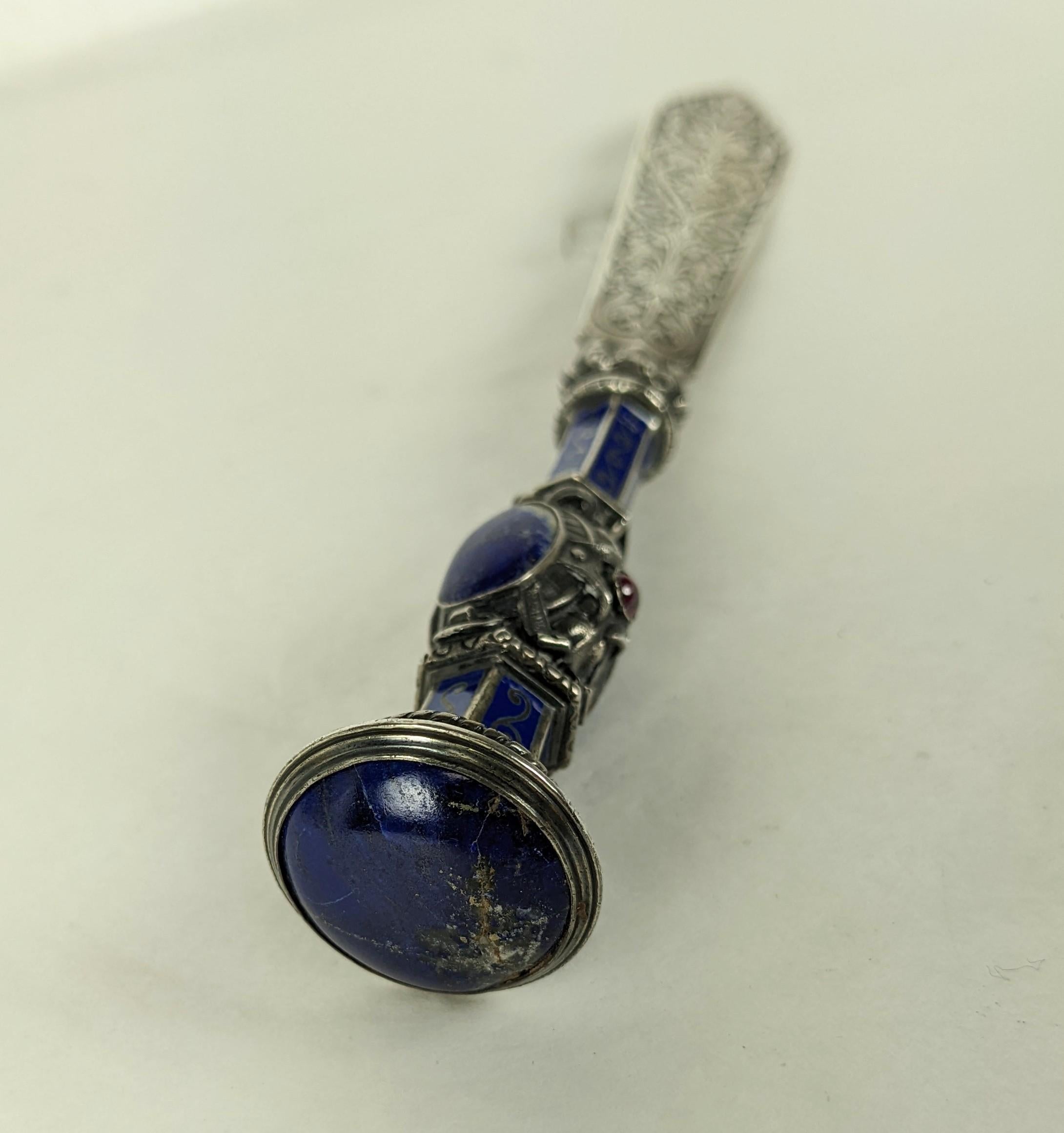 Elaborate 19th Century French Silver Lapis Letter Opener For Sale 6