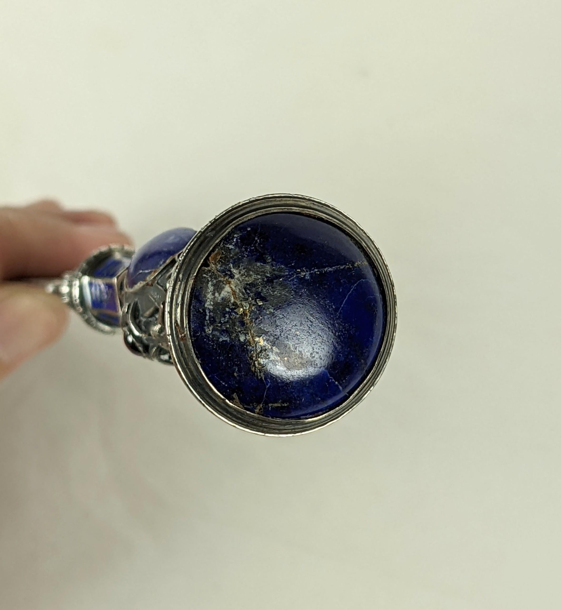 Cabochon Elaborate 19th Century French Silver Lapis Letter Opener For Sale