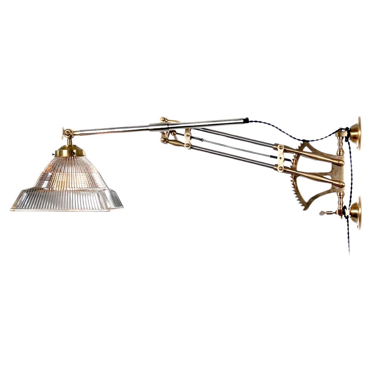 Elaborate Articulated and Ratcheted Wall Bracket Lamp For Sale