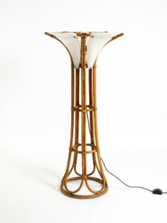 Elaborate bamboo floor lamp with 5 large white plexiglass elements