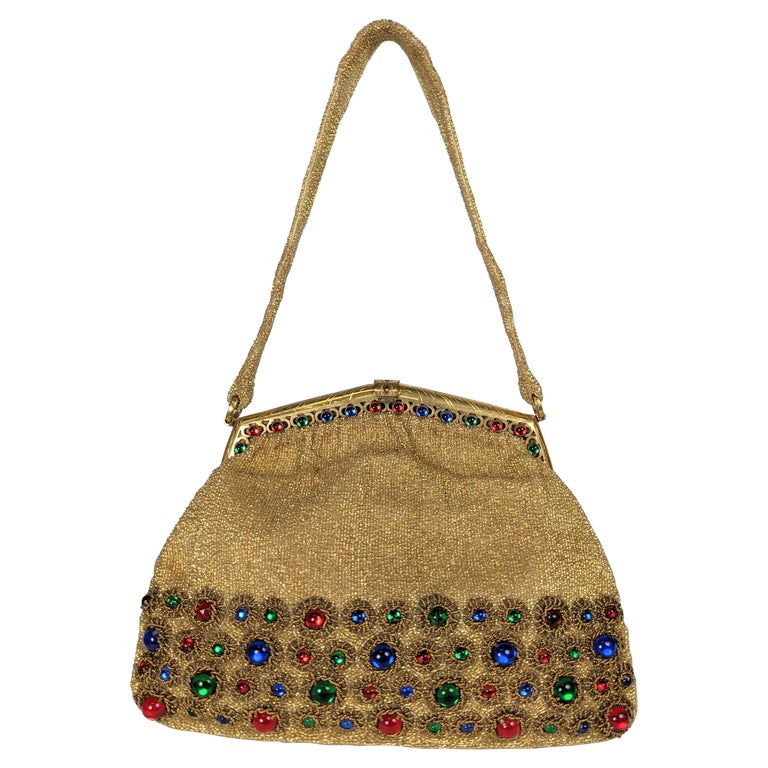 Elaborate Beaded French Evening Bag, Saks Fifth For Sale at