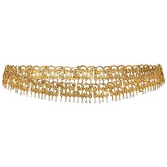 Elaborate Chanel 1990s Gold Tone Belt With Crystal Rhinestone Embellishments