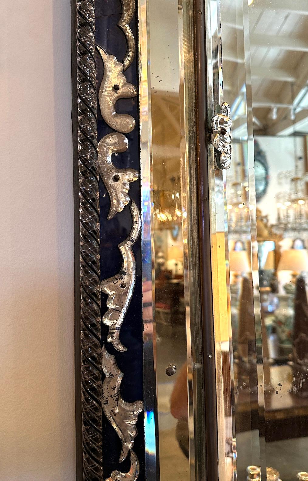 Blown Glass Elaborate Cobalt Blue Mirror For Sale