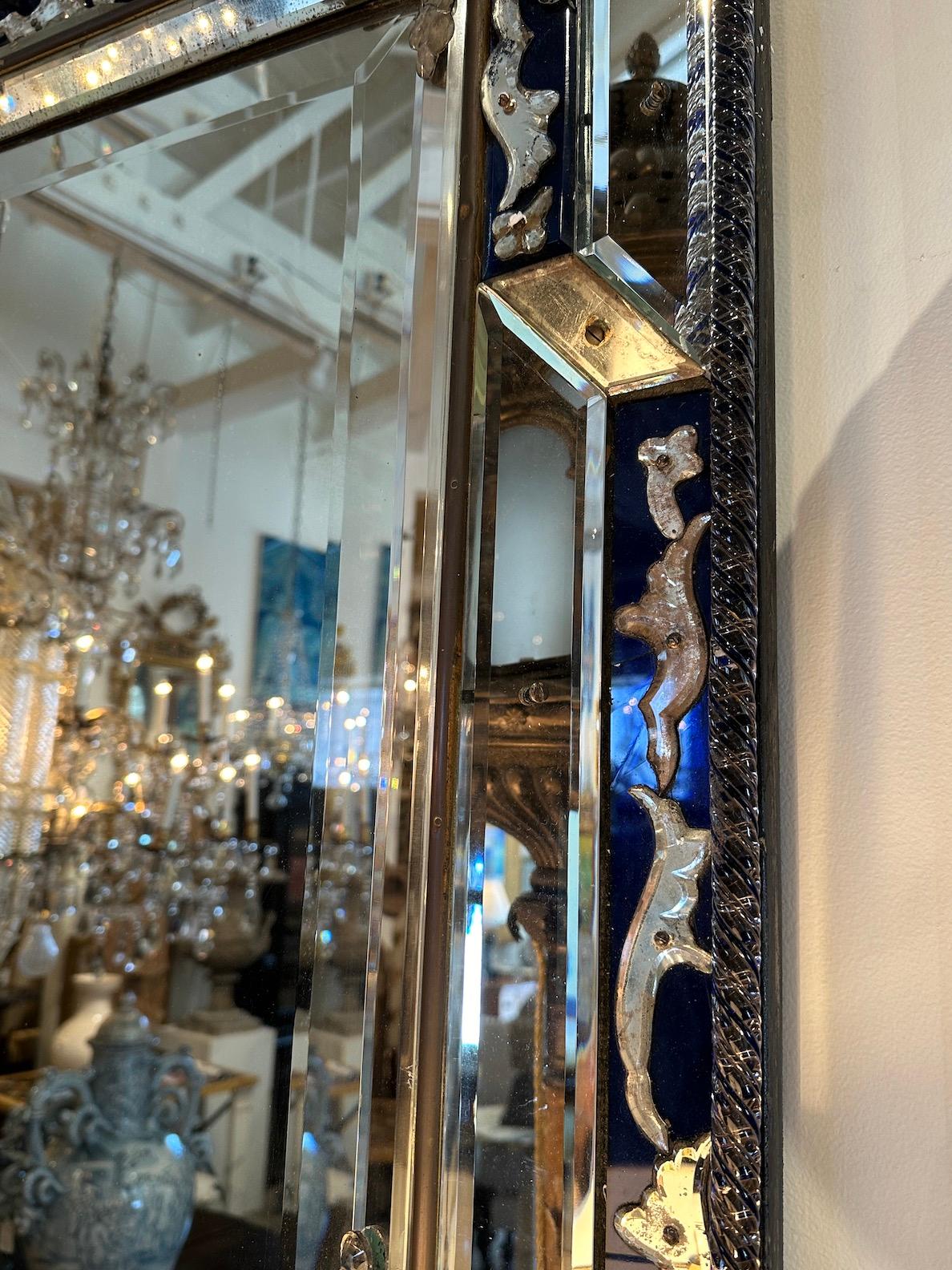 Elaborate Cobalt Blue Mirror For Sale 1