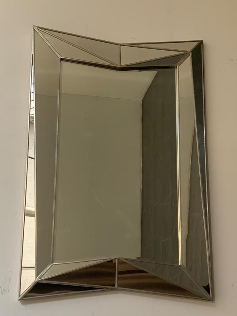 French Elaborate Cubic Taste Mirror on the Style of Serge Roche, 1970s For Sale