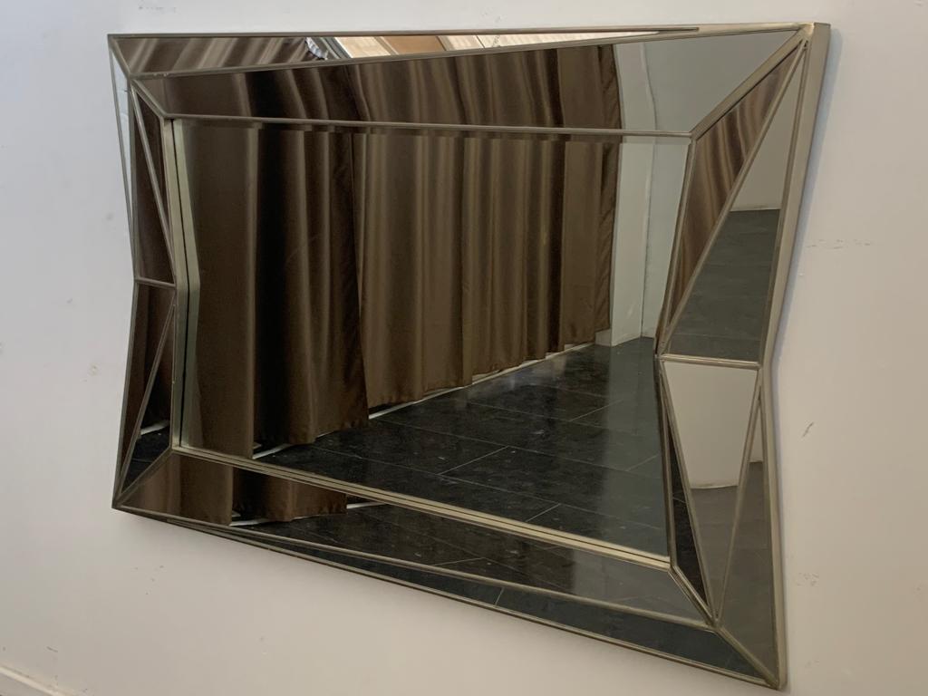 Elaborate Cubic Taste Mirror on the Style of Serge Roche, 1970s In Good Condition For Sale In Montelabbate, PU