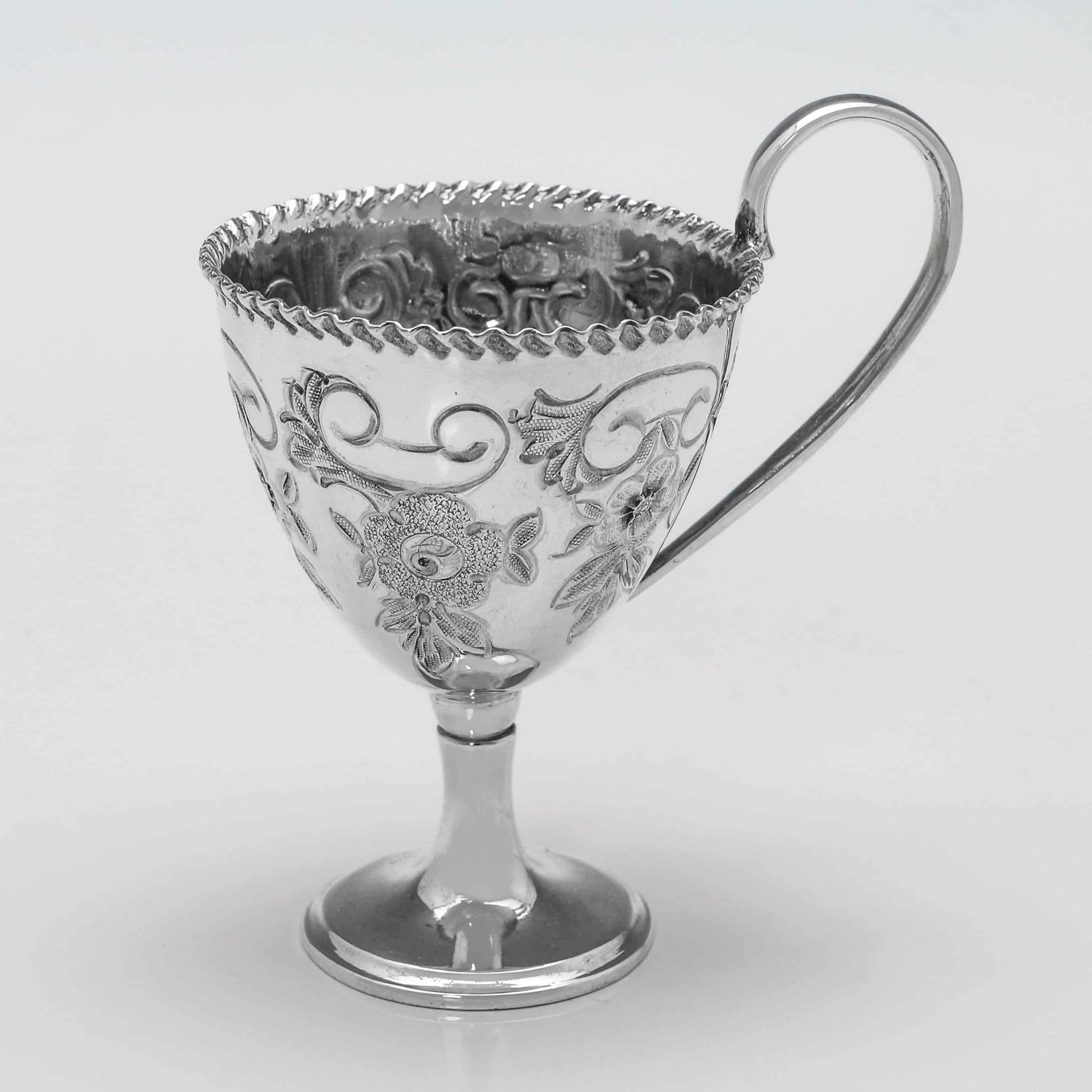 Early 20th Century Elaborate Edwardian Antique Sterling Silver Egg Cruet by Walker & Hall, 1903 For Sale