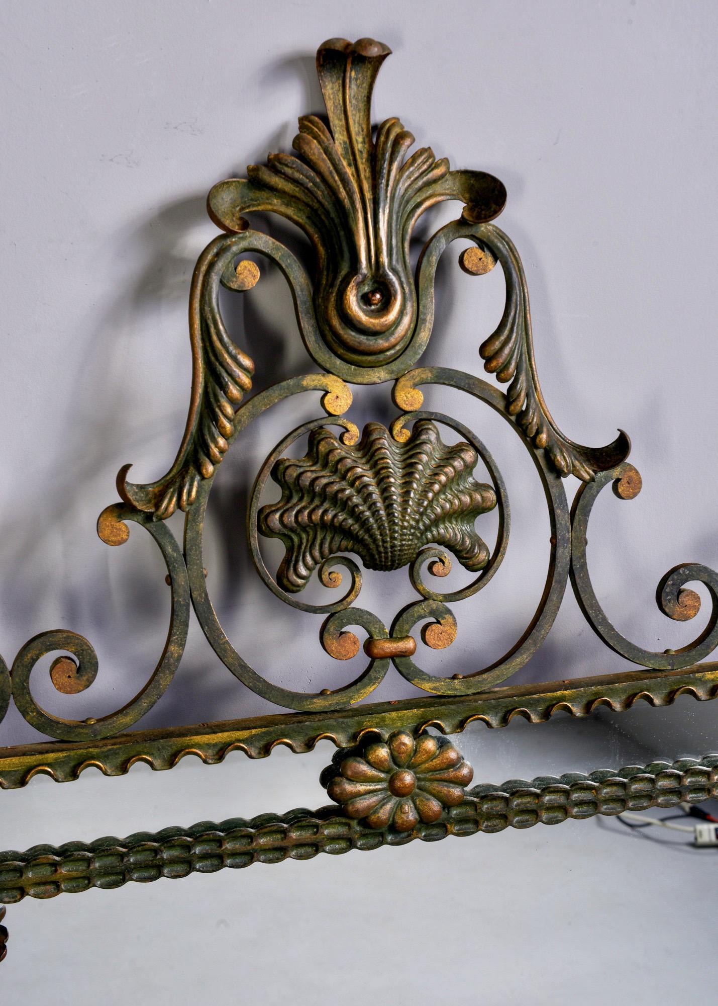 Elaborate French Iron Framed Mirror with Painted and Gilded Finish 2