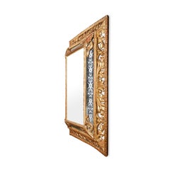 Elaborate Gilded and Etched Stepped Mirror