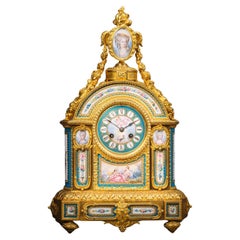 Elaborate Gilt Bronze and Sèvres-style Porcelain Mantel Clock, circa 1870