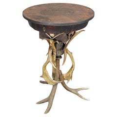 Elaborate Handmade Black Forest Style Antler Side Table ca. 1900