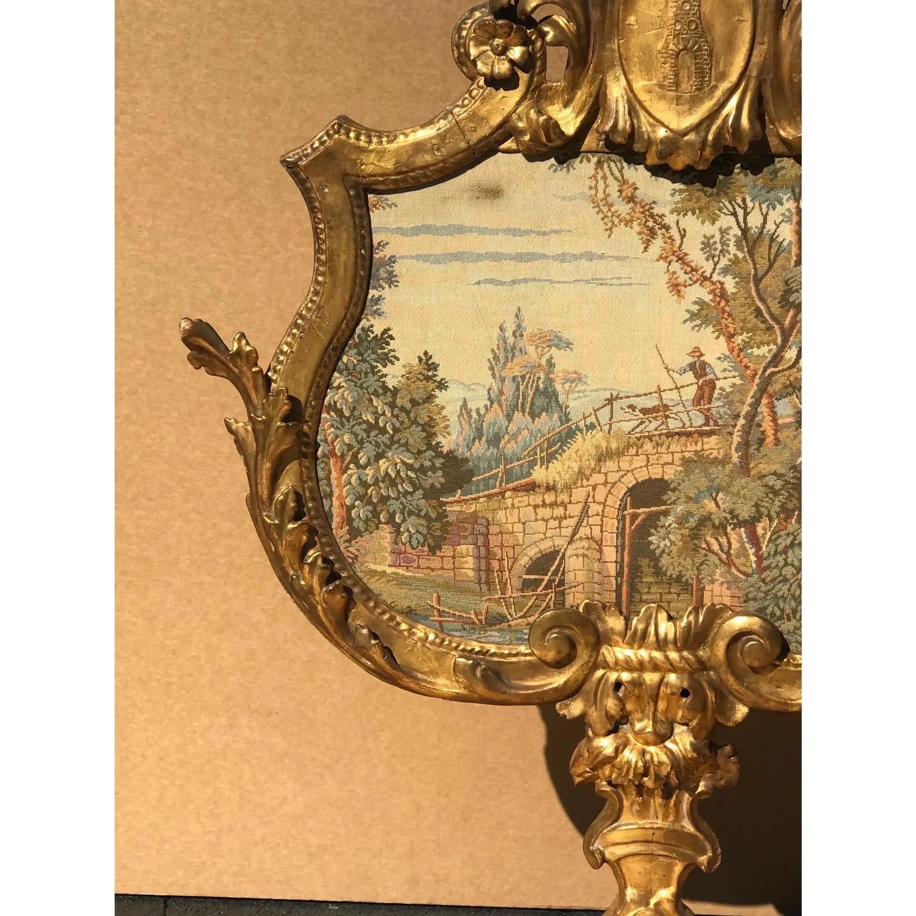 Renaissance Elaborate Italian Carved Giltwood Fireplace Screen For Sale
