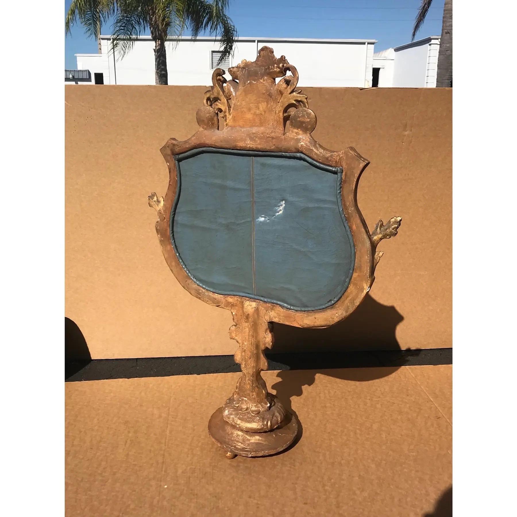 Fabric Elaborate Italian Carved Giltwood Fireplace Screen For Sale