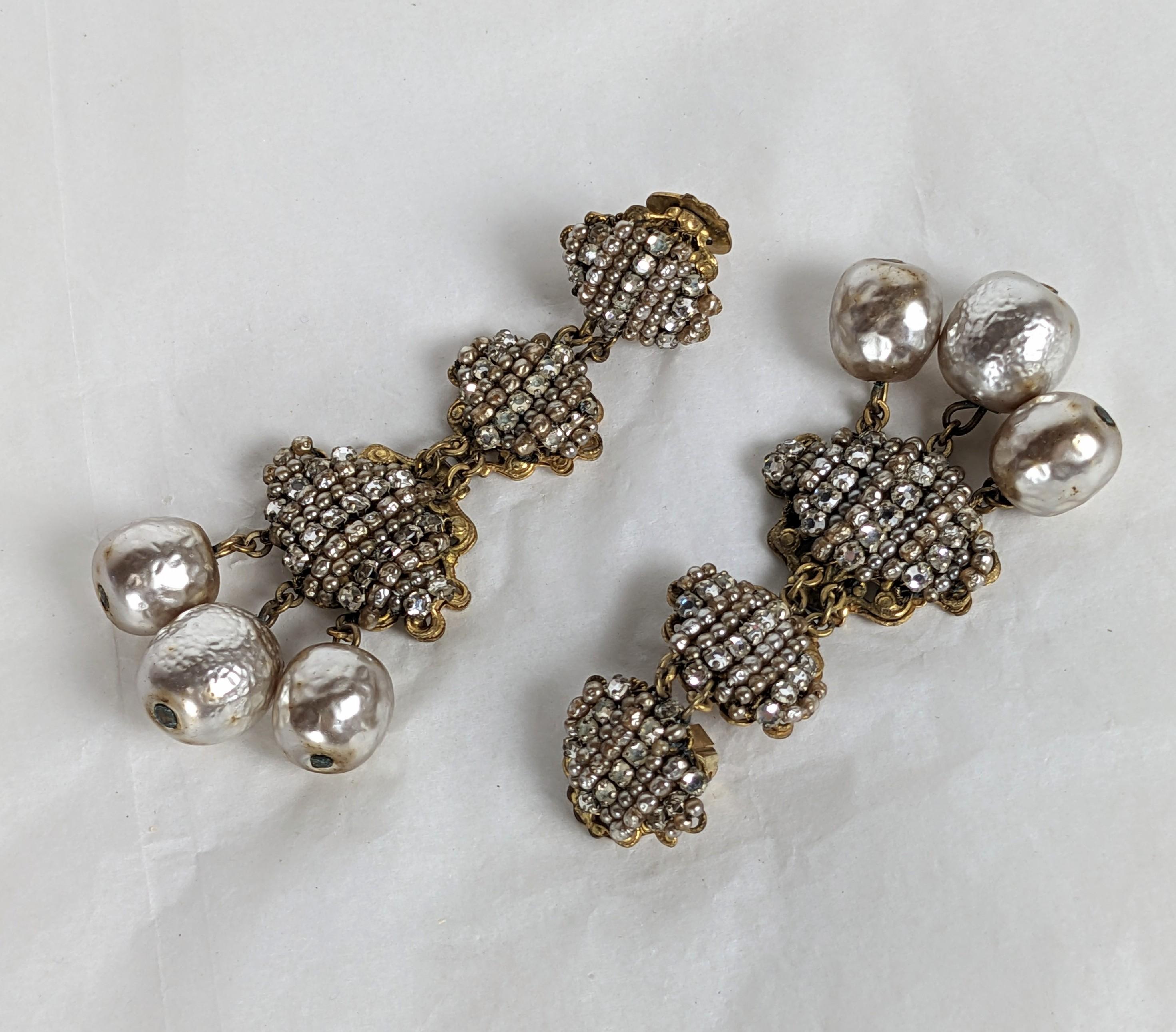 Artisan Elaborate Miriam Haskell Chandelier Earrings For Sale