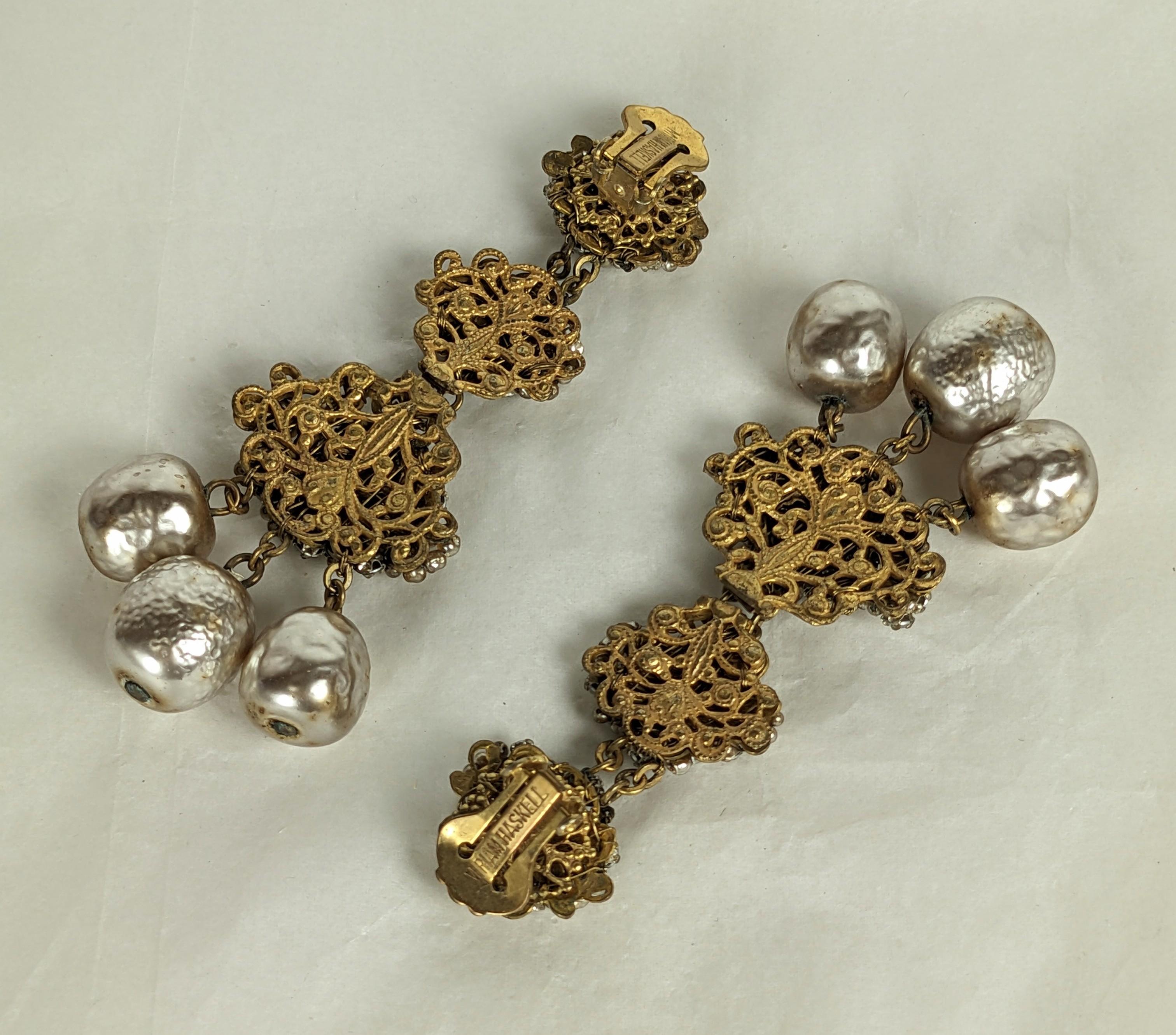 Elaborate Miriam Haskell Chandelier Earrings In Excellent Condition For Sale In New York, NY