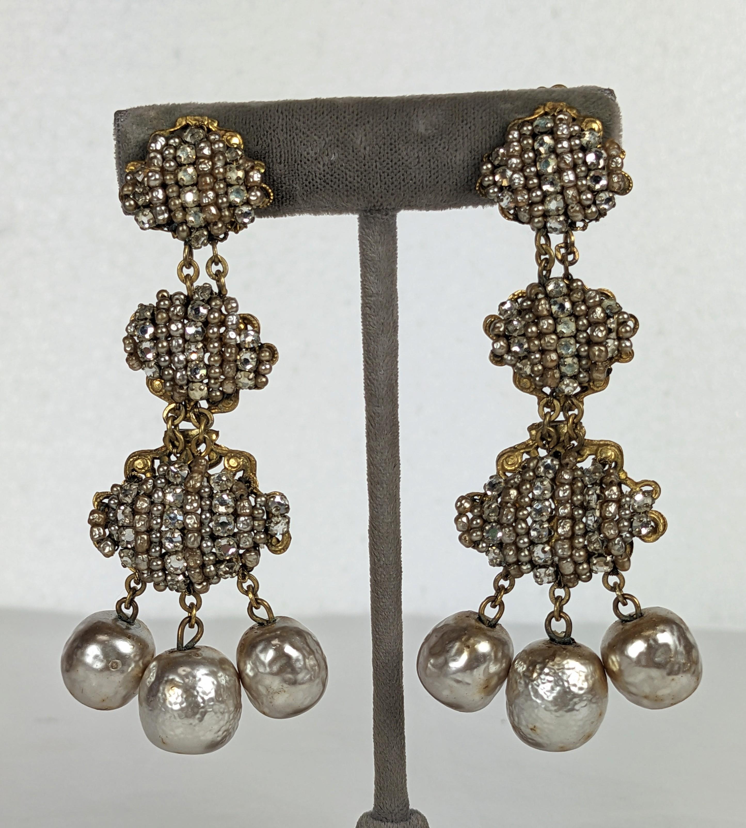 Women's or Men's Elaborate Miriam Haskell Chandelier Earrings For Sale