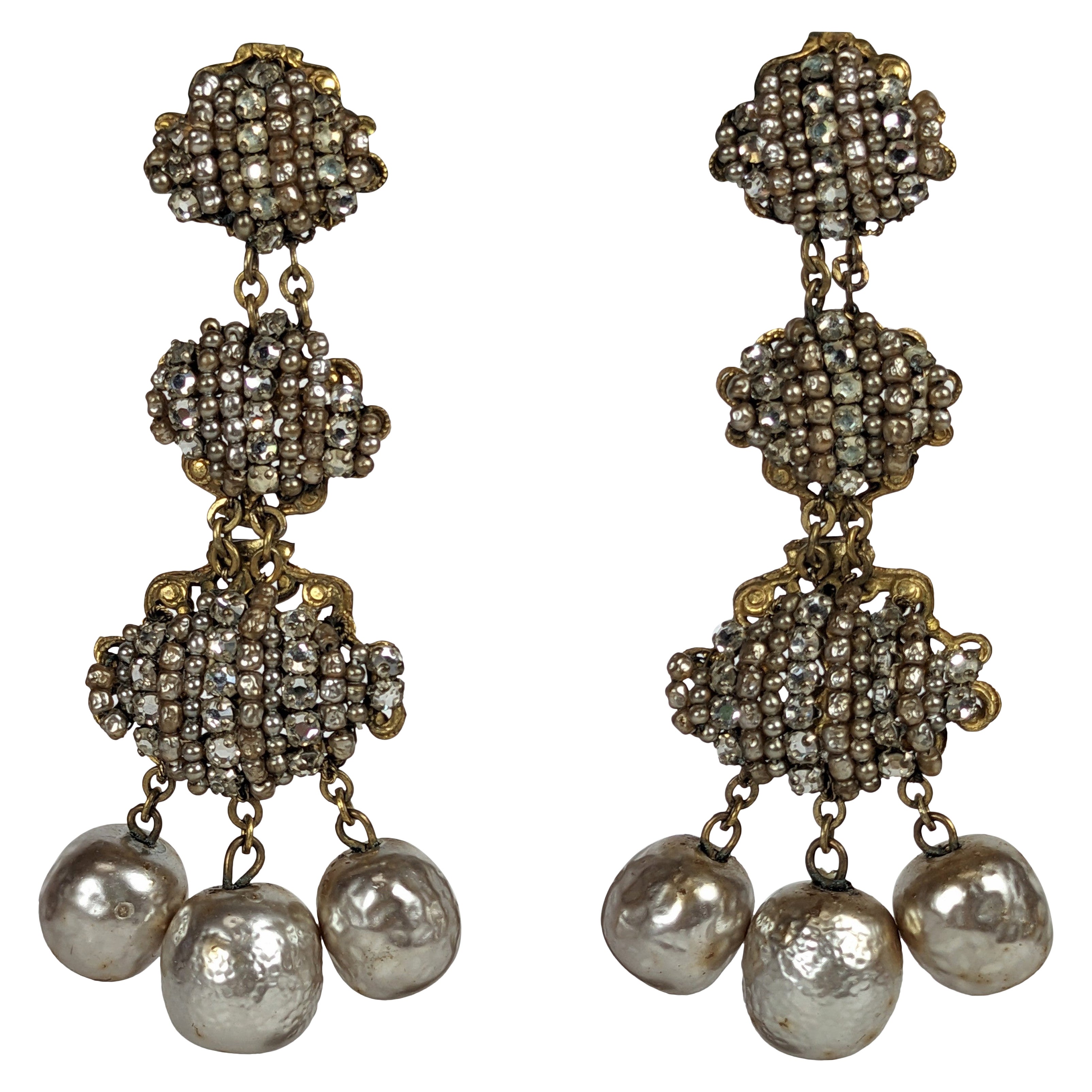 Elaborate Miriam Haskell Chandelier Earrings For Sale