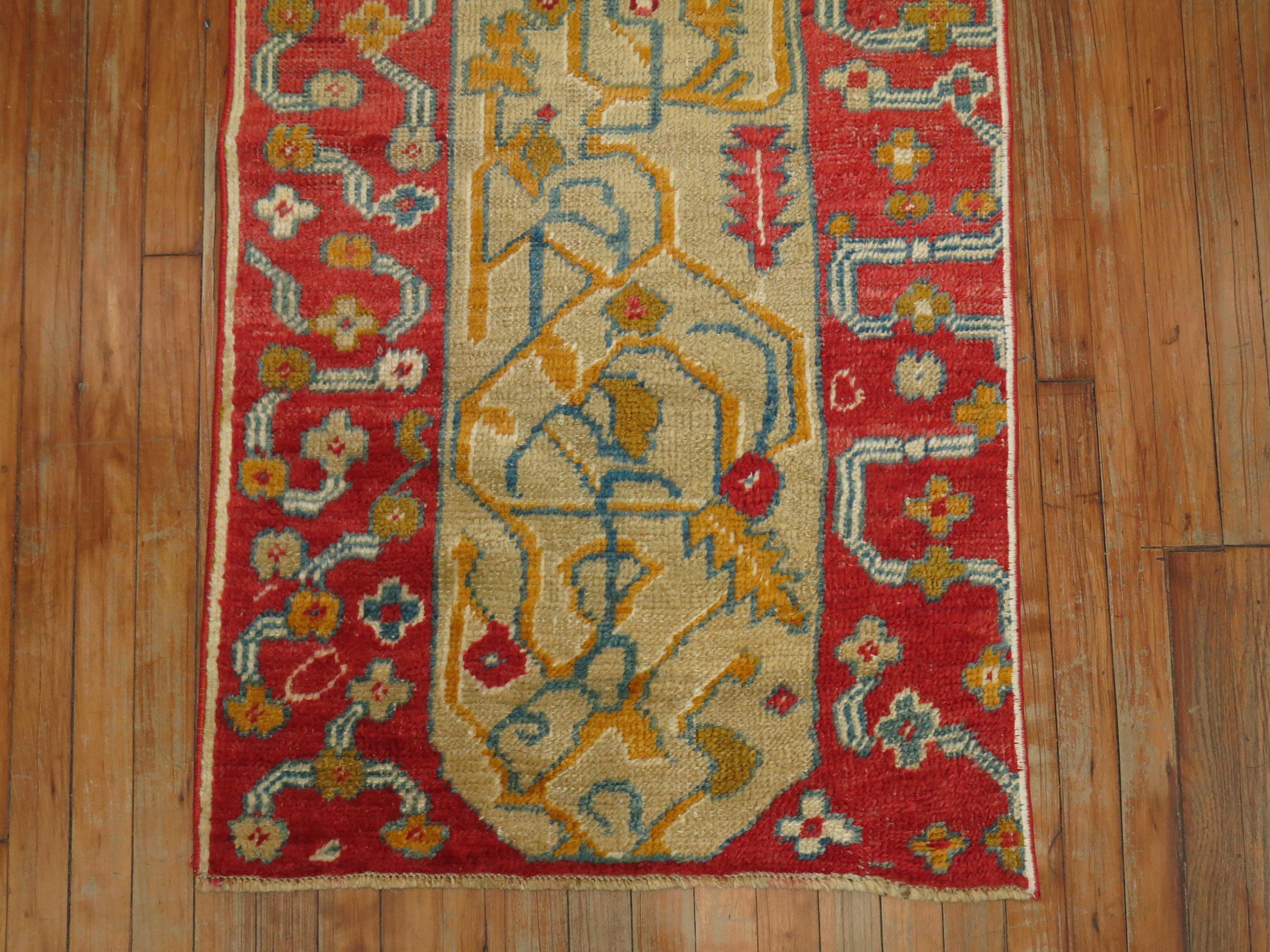 Elaborate Pair of Antique 20th Century Wool Turkish Oushak Runners In Good Condition In New York, NY