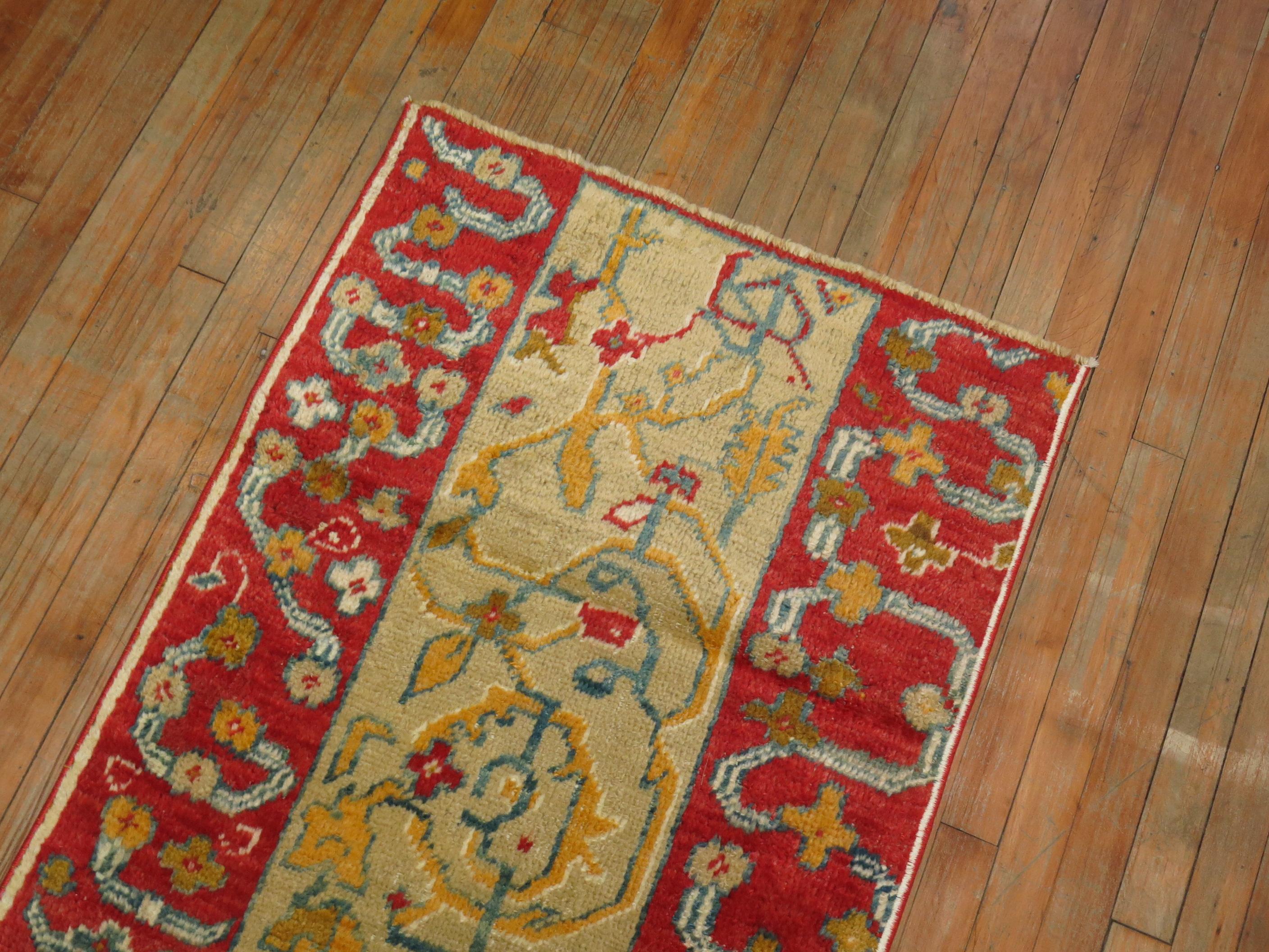 Elaborate Pair of Antique 20th Century Wool Turkish Oushak Runners 2