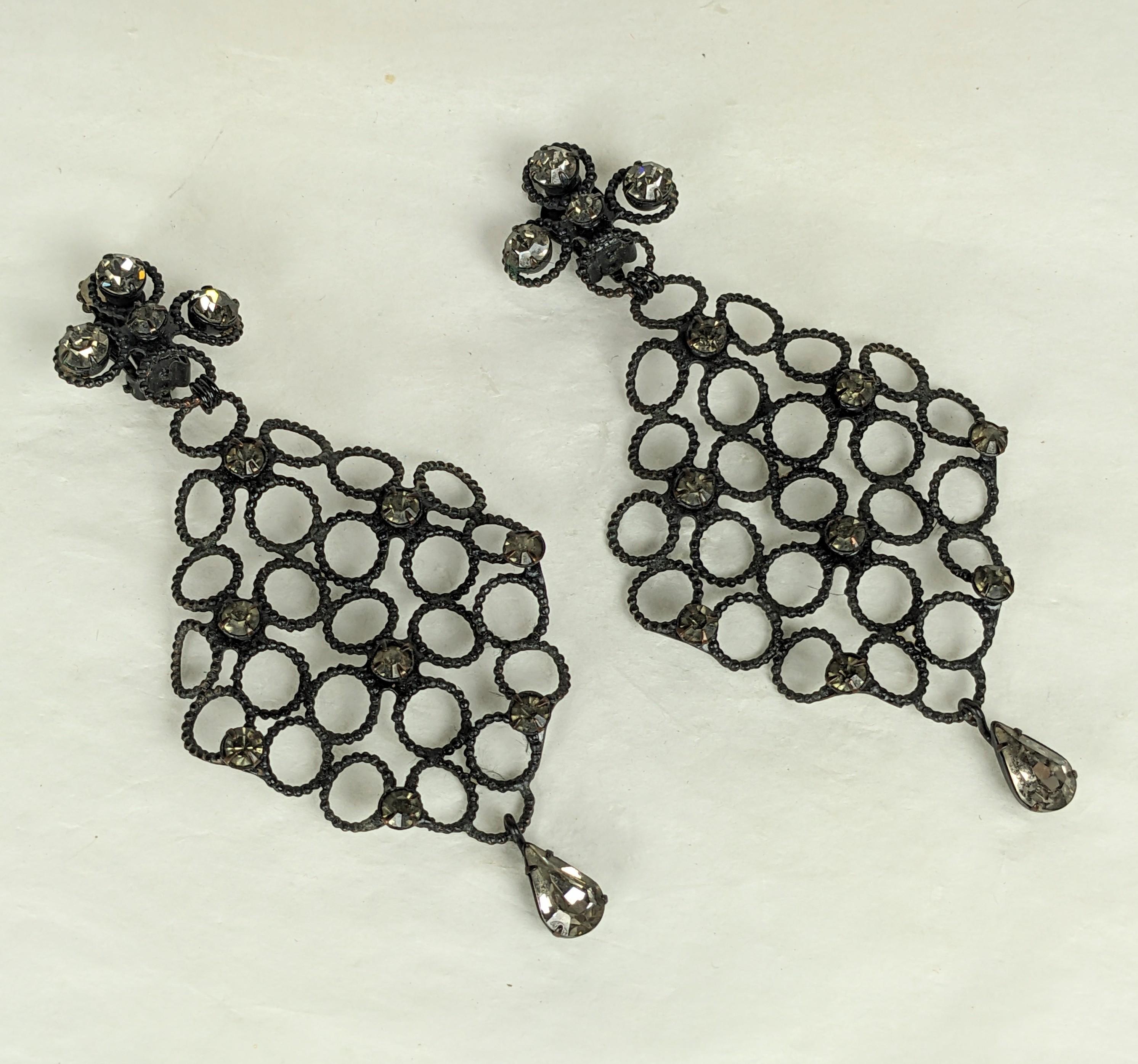 Modernist Elaborate Robert of NY Chandelier Crystal Earrings For Sale