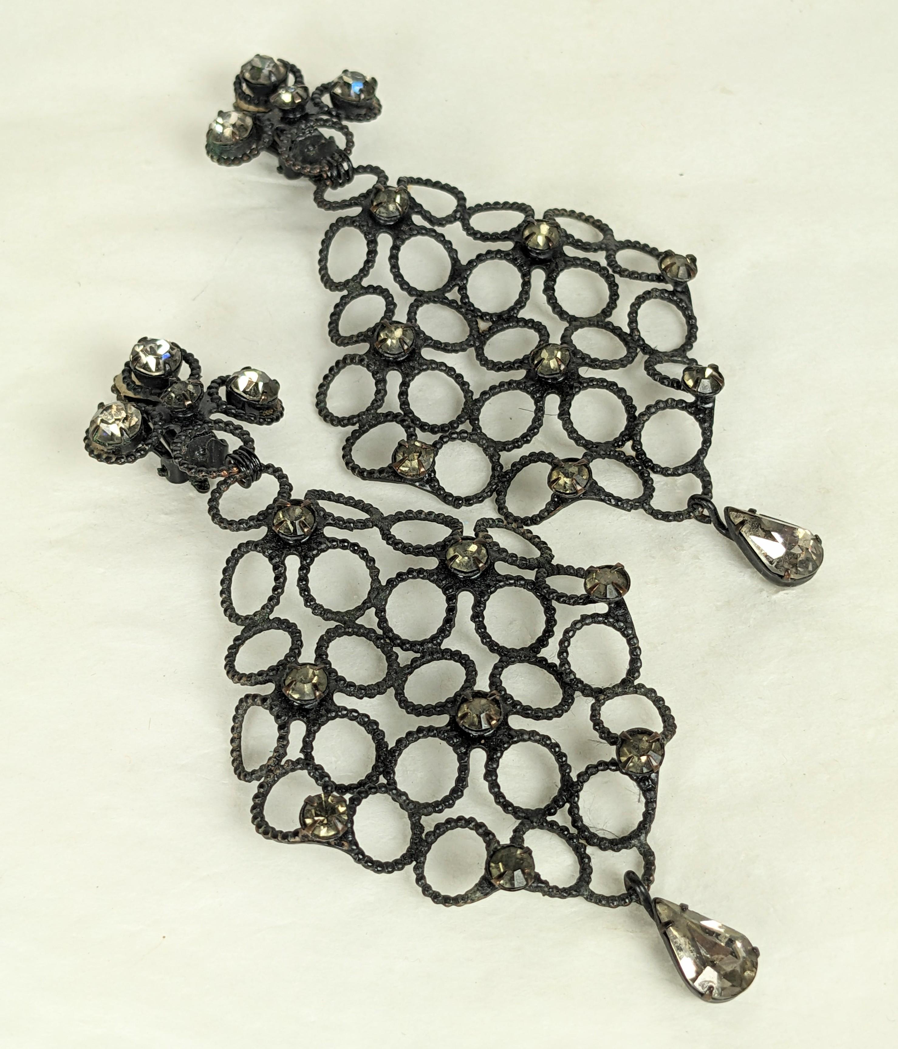 Women's or Men's Elaborate Robert of NY Chandelier Crystal Earrings For Sale