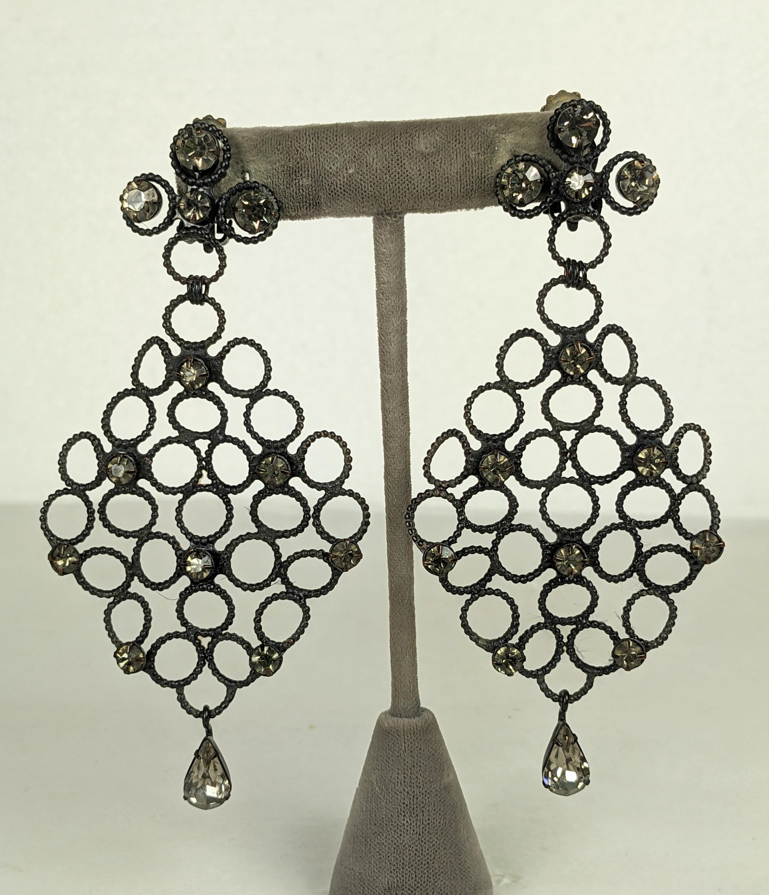 Elaborate Robert of NY Chandelier Crystal Earrings For Sale 2
