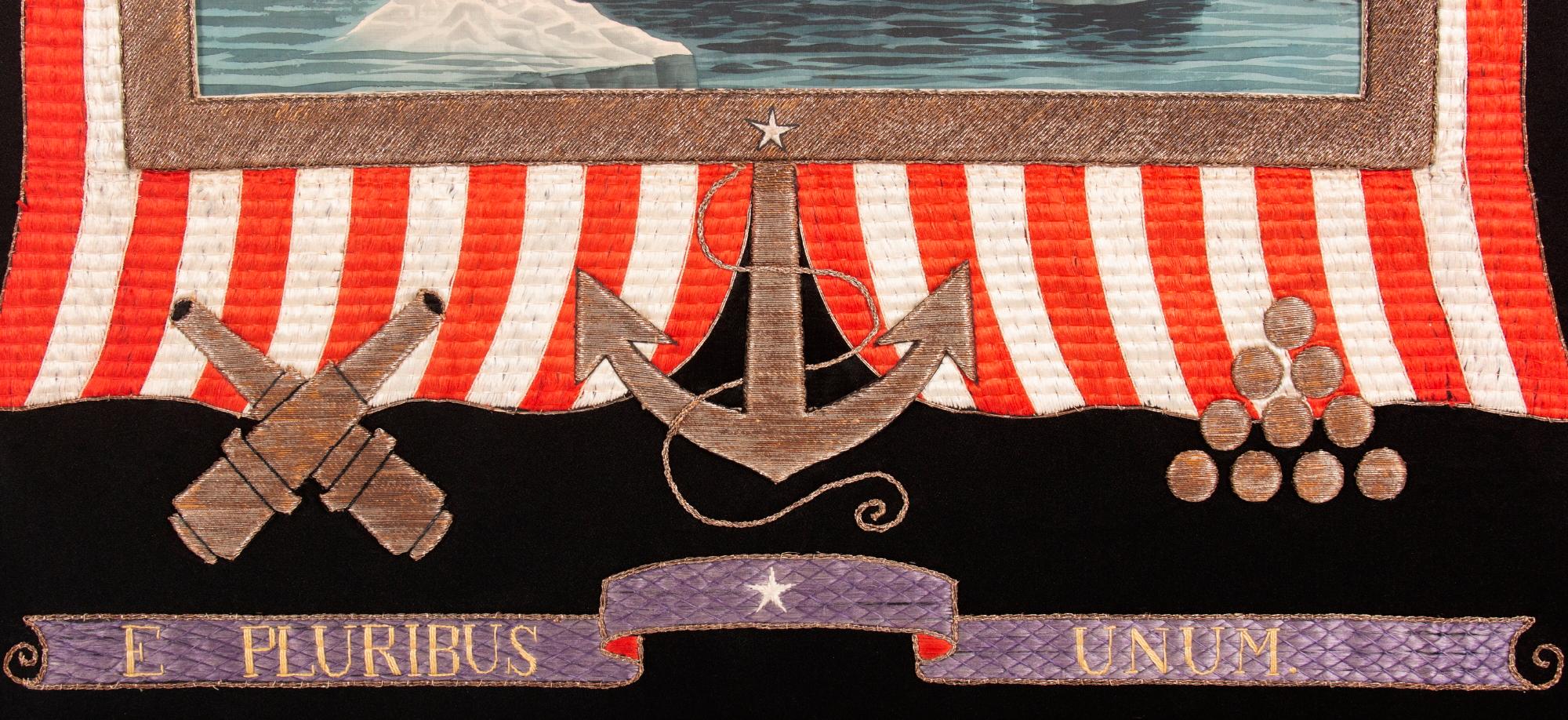 Aufwändiges Matrosen-Souvenir von Washington an der Kreuzung von Delaware, ca. 1885-1912 im Angebot 1