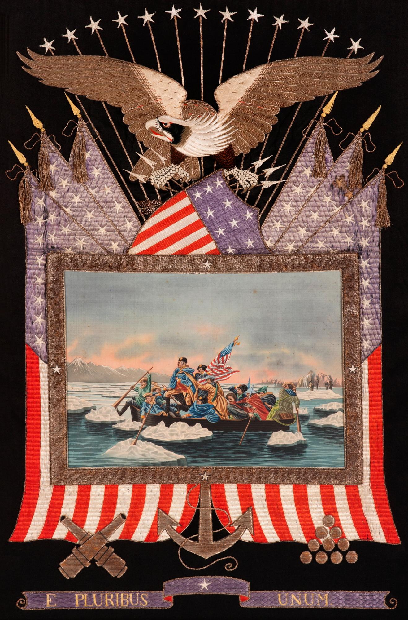 Recuerdo marinero elaborado de Washington cruzando el Delaware, hacia 1885-1912 en venta 2