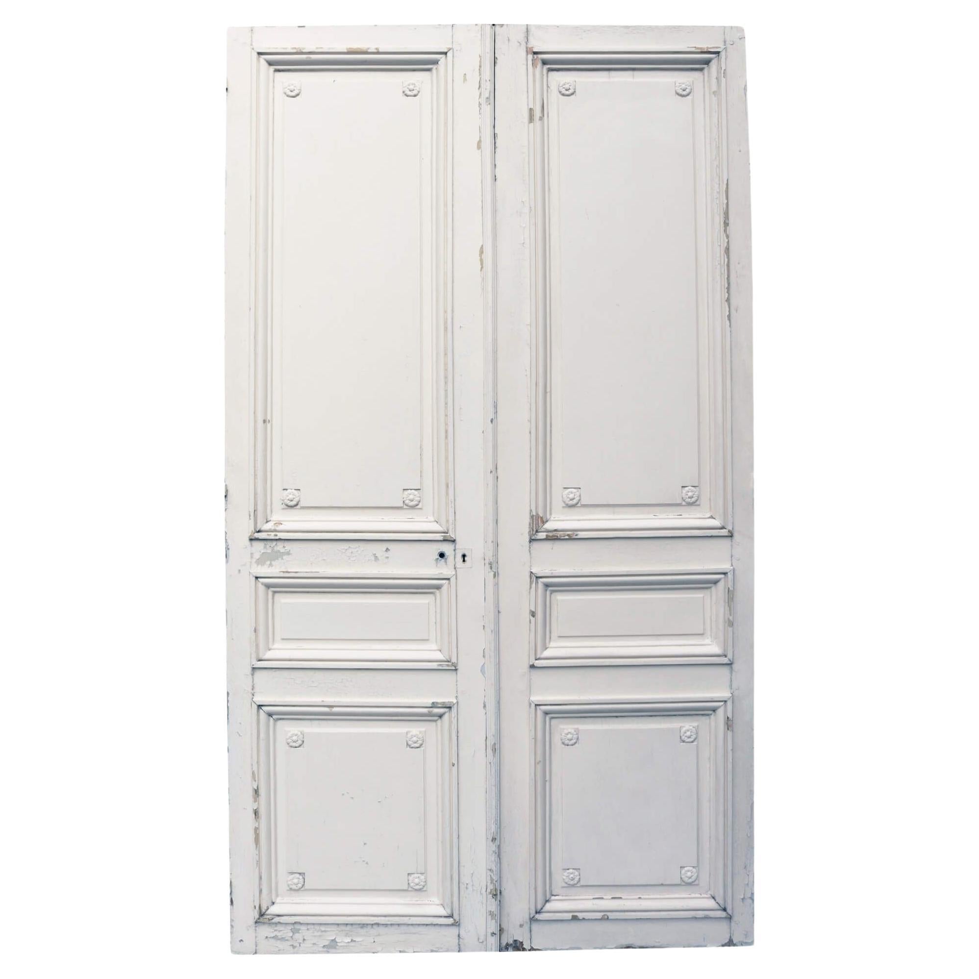 Elaborate Set of Tall Antique Louis XVI Style Double Doors For Sale