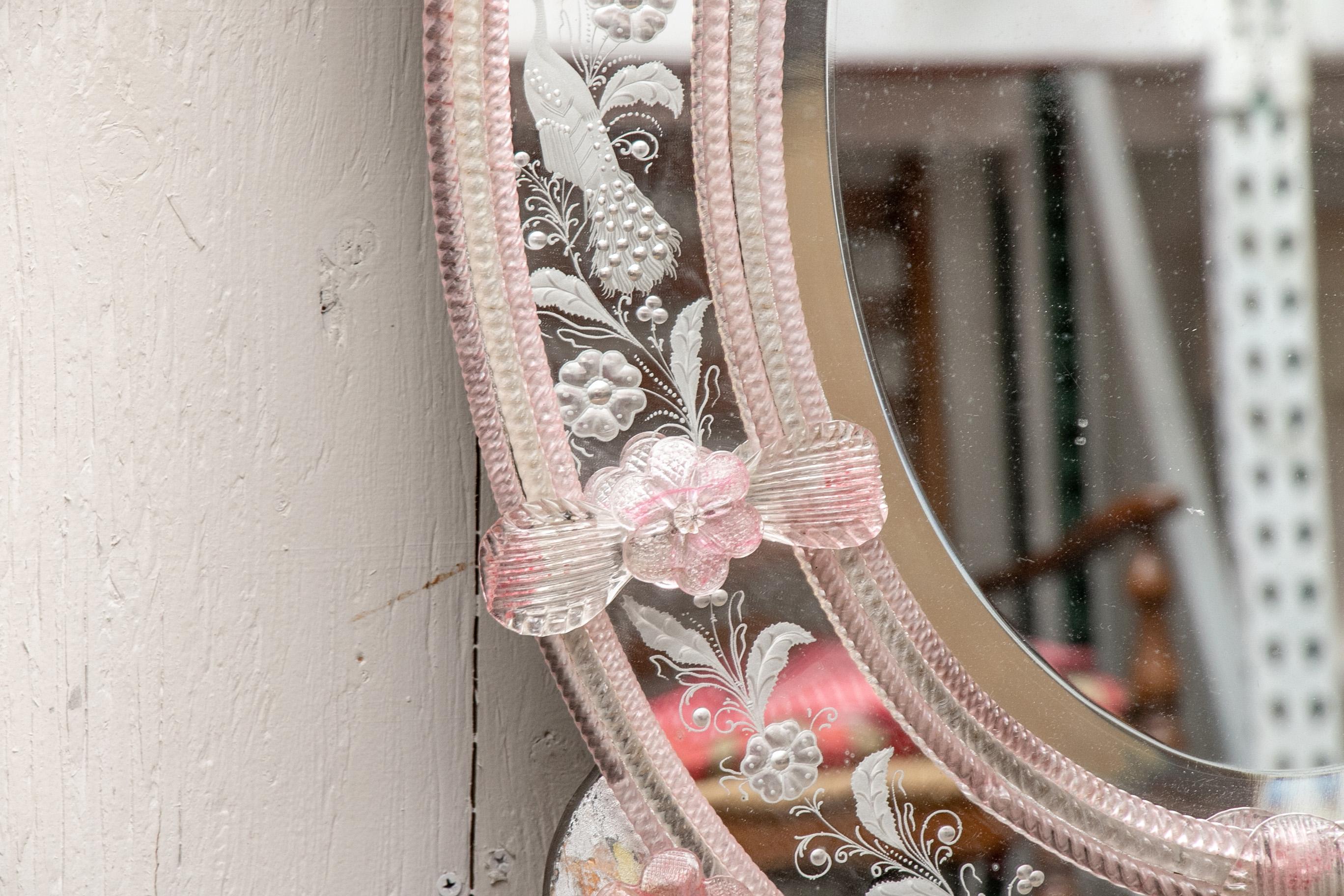 Hollywood Regency Elaborate Venetian Mirror with Brilliant Color