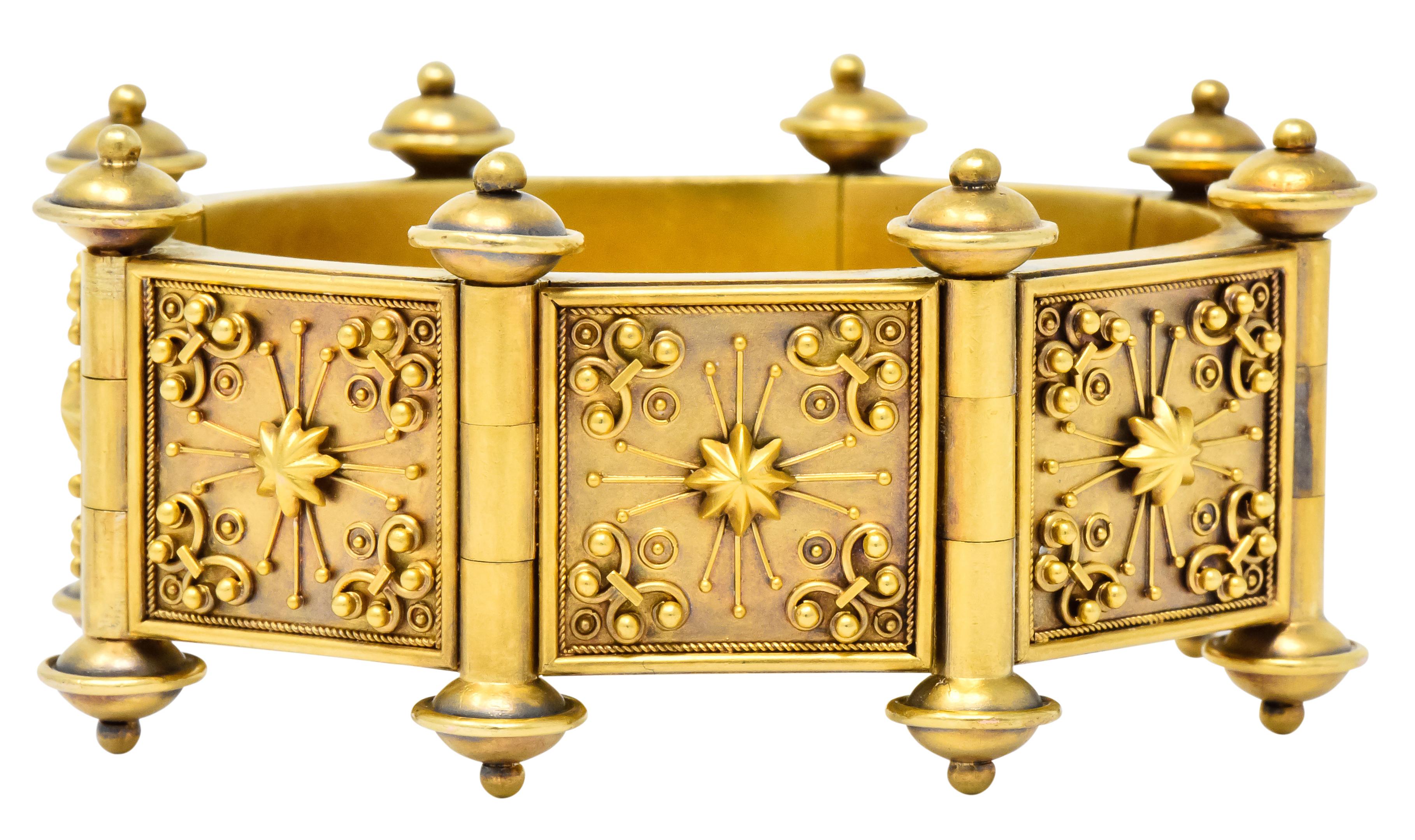 Elaborate Victorian Etruscan Revival 14 Karat Gold Bracelet 1