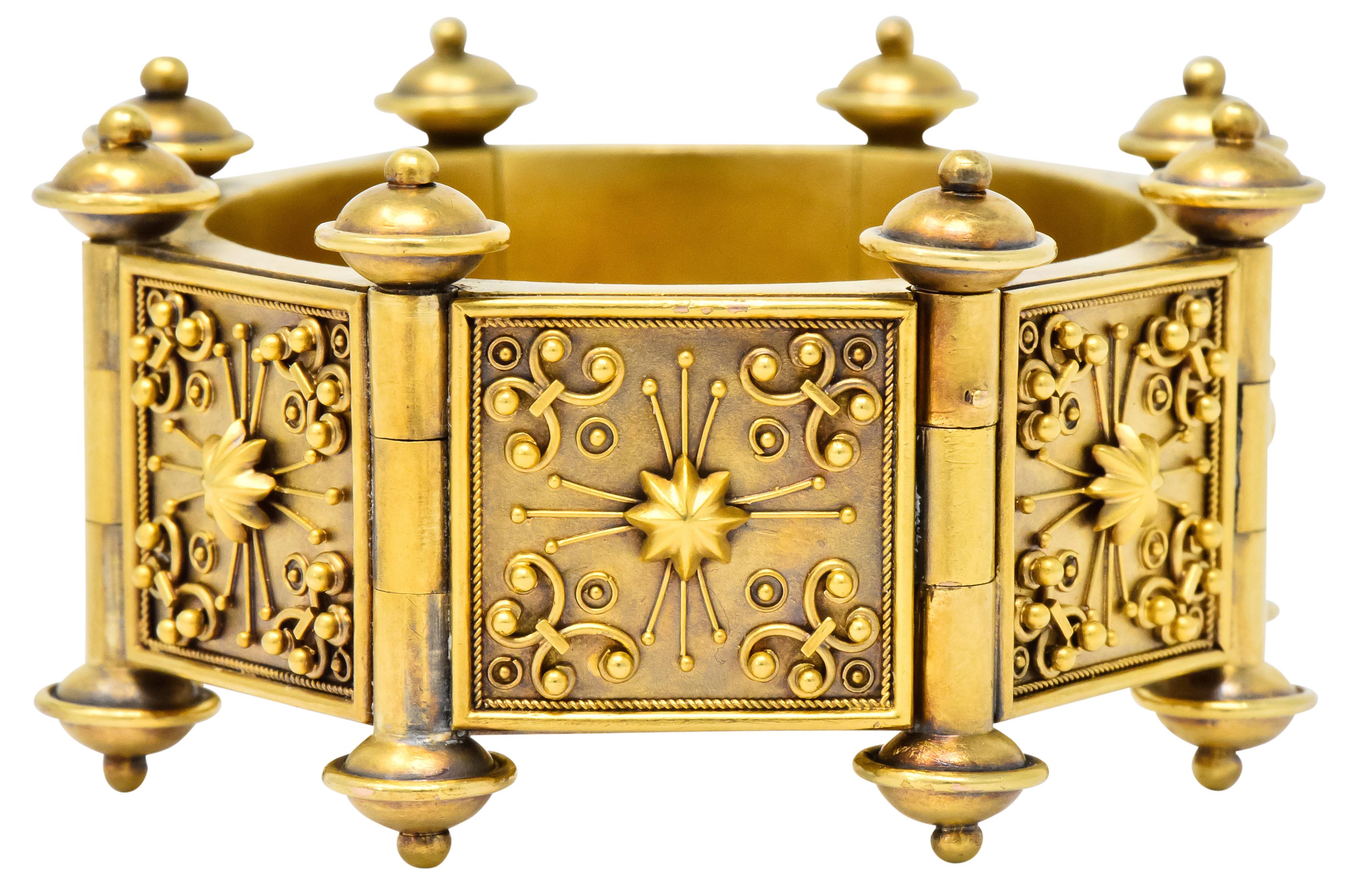 Elaborate Victorian Etruscan Revival 14 Karat Gold Bracelet 2