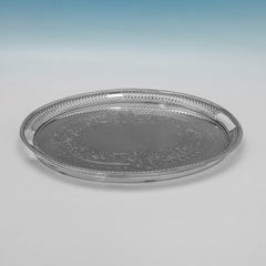 Elaborato vassoio da galleria vittoriano in argento sterling di Martin & Hall, 1897