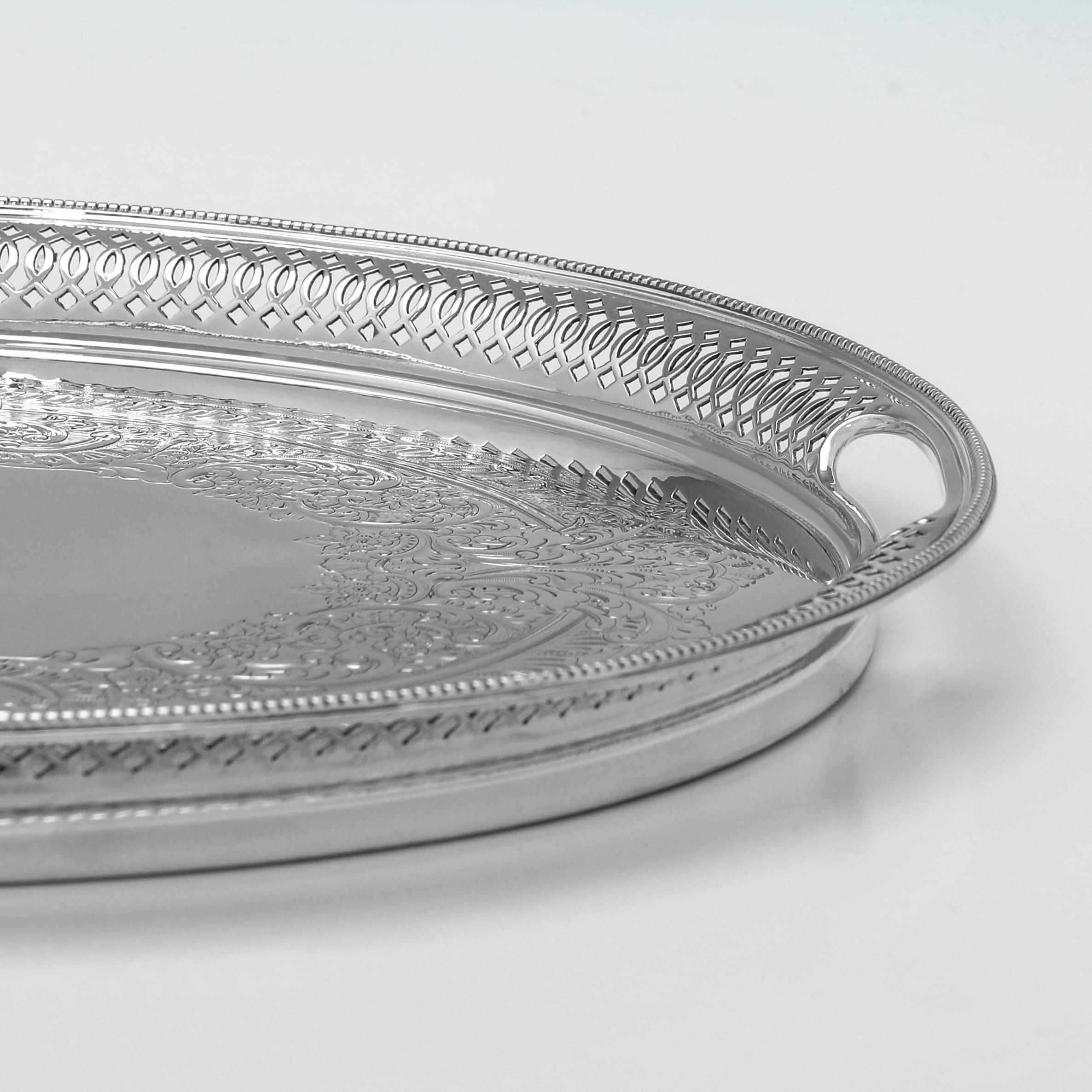 English Elaborate Victorian Sterling Silver Gallery Tray by Martin & Hall, 1897 For Sale