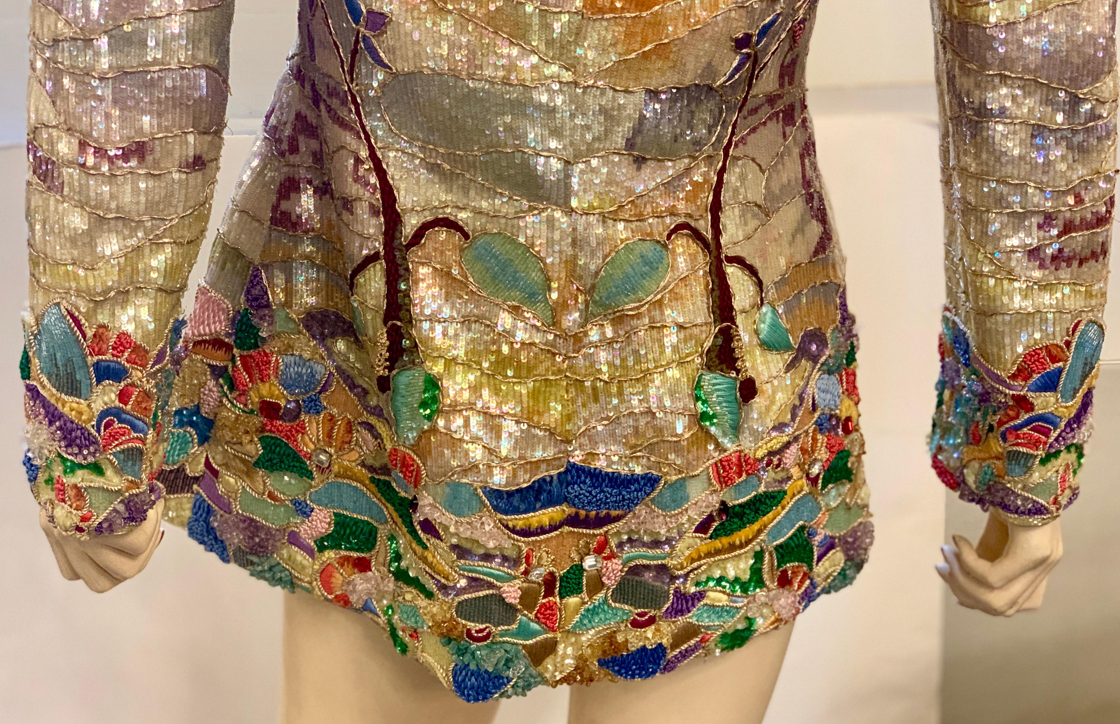 Very Elaborate Custom Couture Jeweled and Sequined Evening Jacket 12