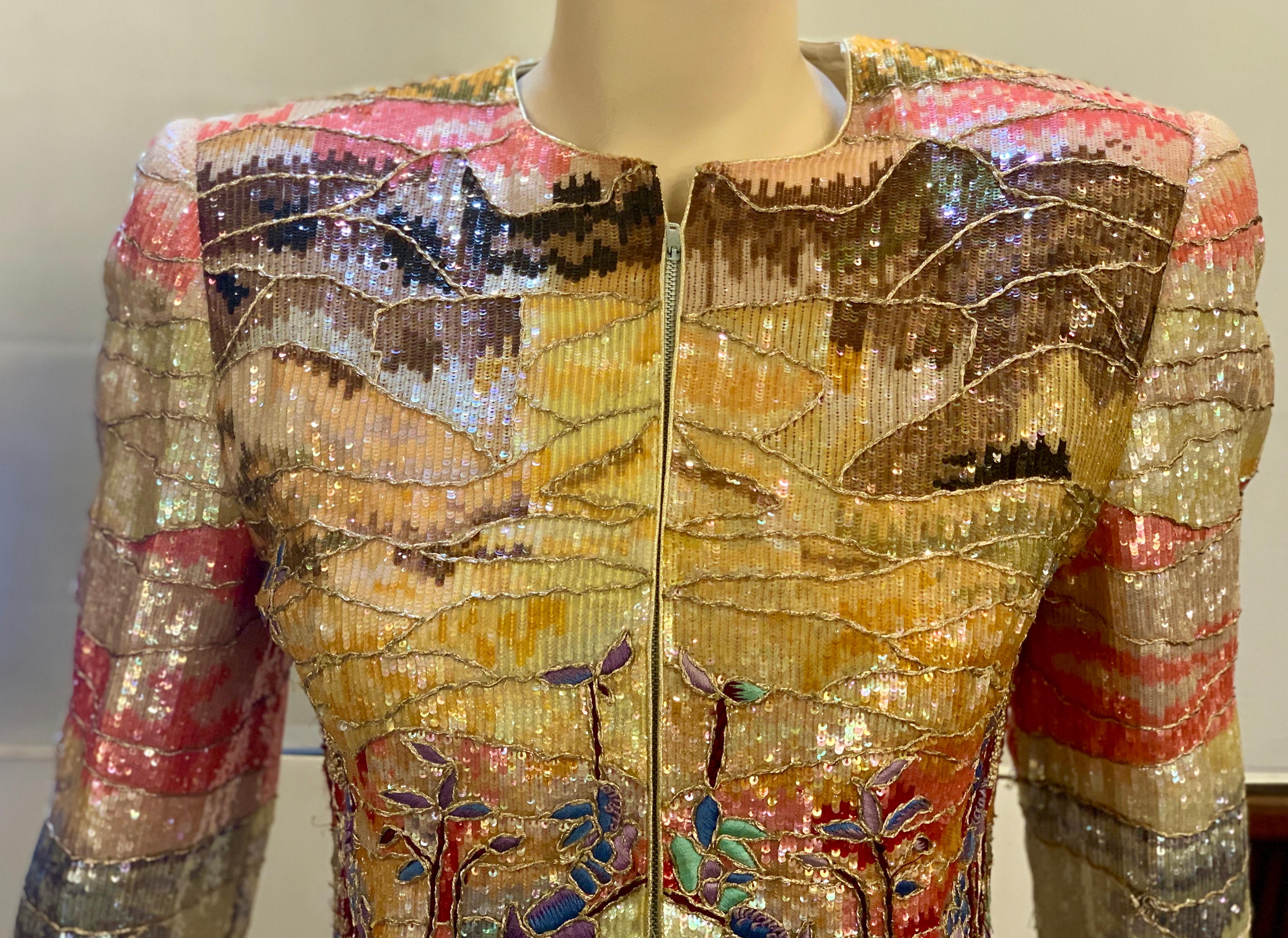 Brown Very Elaborate Custom Couture Jeweled and Sequined Evening Jacket