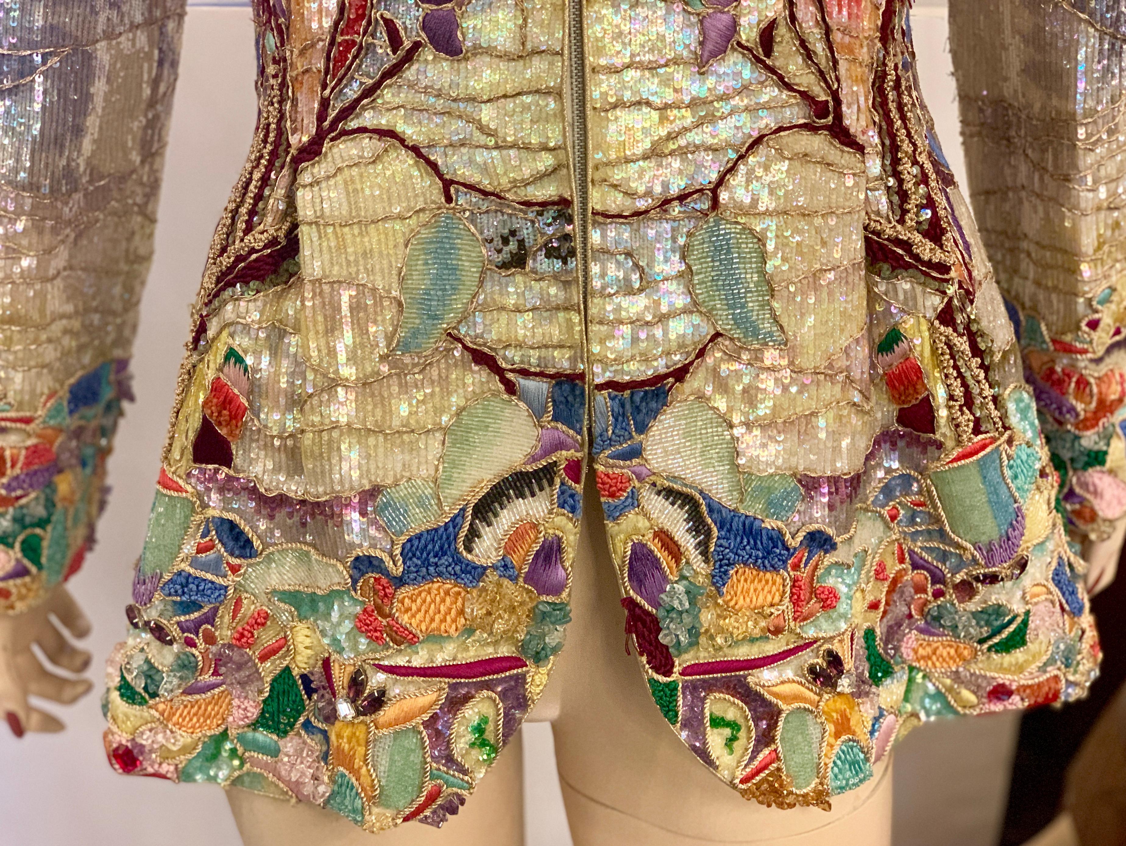Very Elaborate Custom Couture Jeweled and Sequined Evening Jacket In Good Condition In Tustin, CA