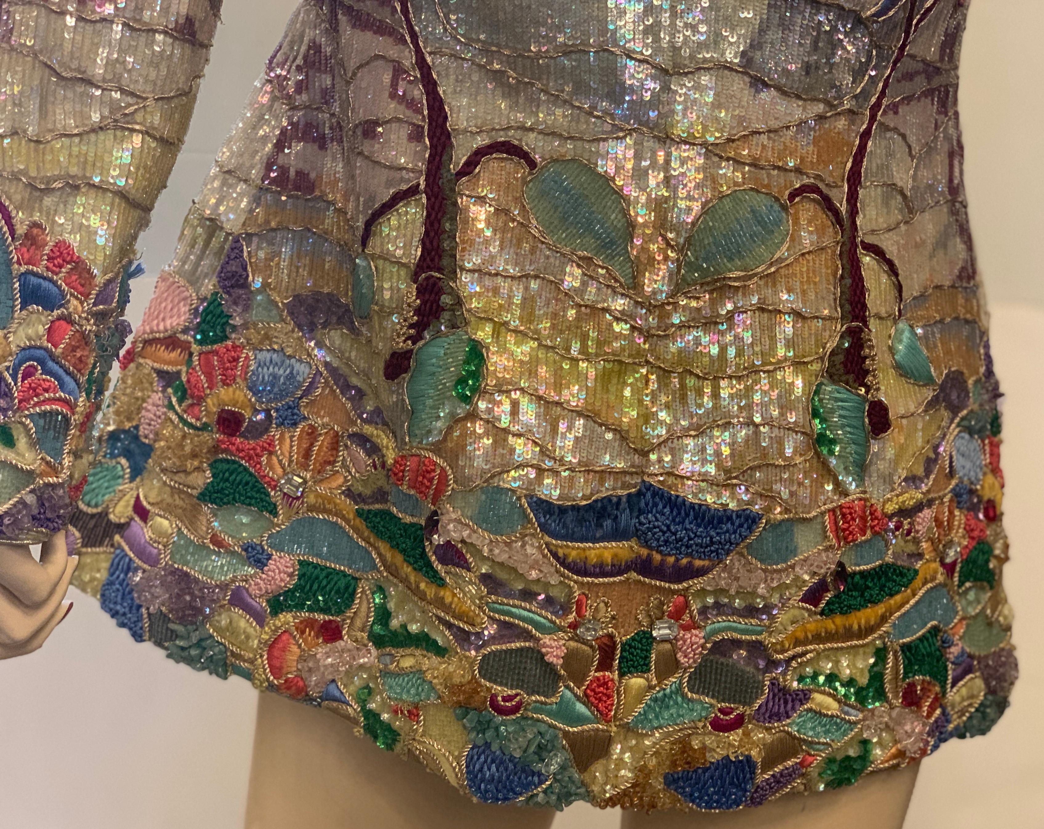 Very Elaborate Custom Couture Jeweled and Sequined Evening Jacket 4