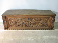 Elaborately Carved 17th Century Italian Trunk or Cassone