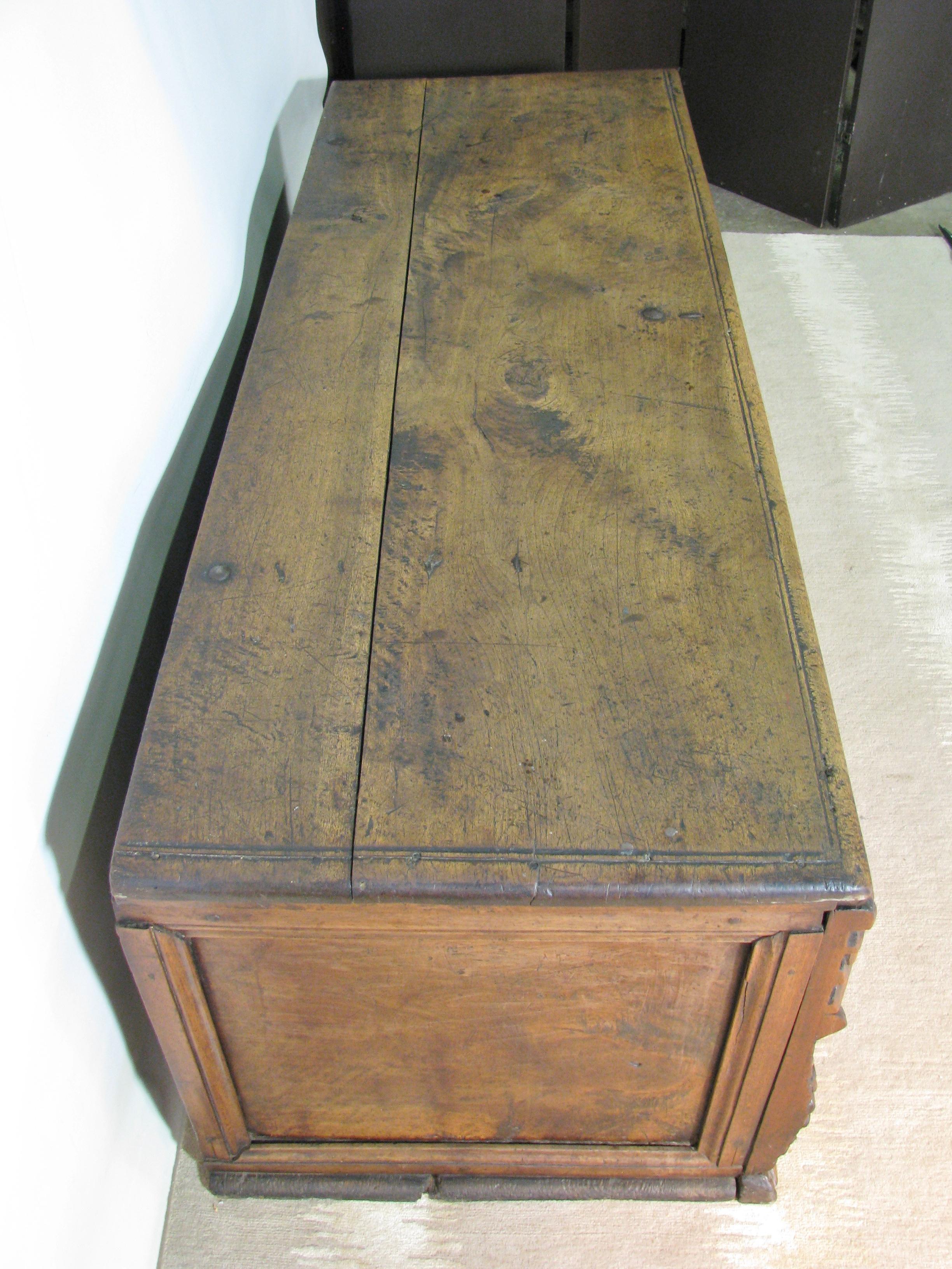 18th Century and Earlier Elaborately Carved 17th Century Italian Trunk or Cassone For Sale