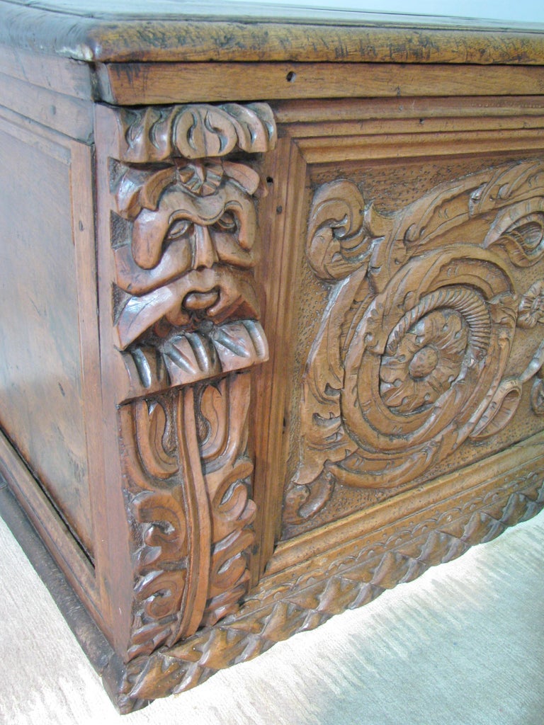 Elaborately Carved 17th Century Italian Trunk or Cassone For Sale at ...