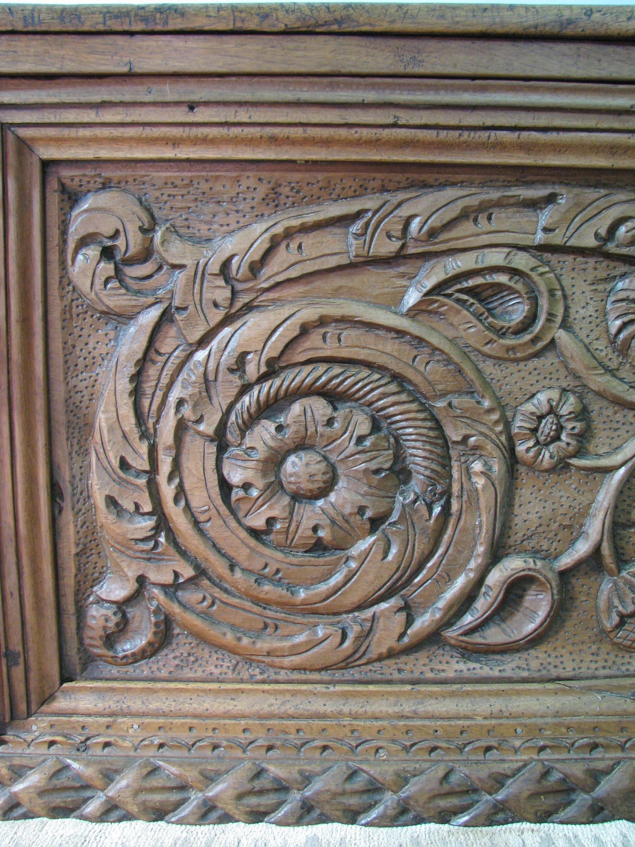 Elaborately Carved 17th Century Italian Trunk or Cassone For Sale 1