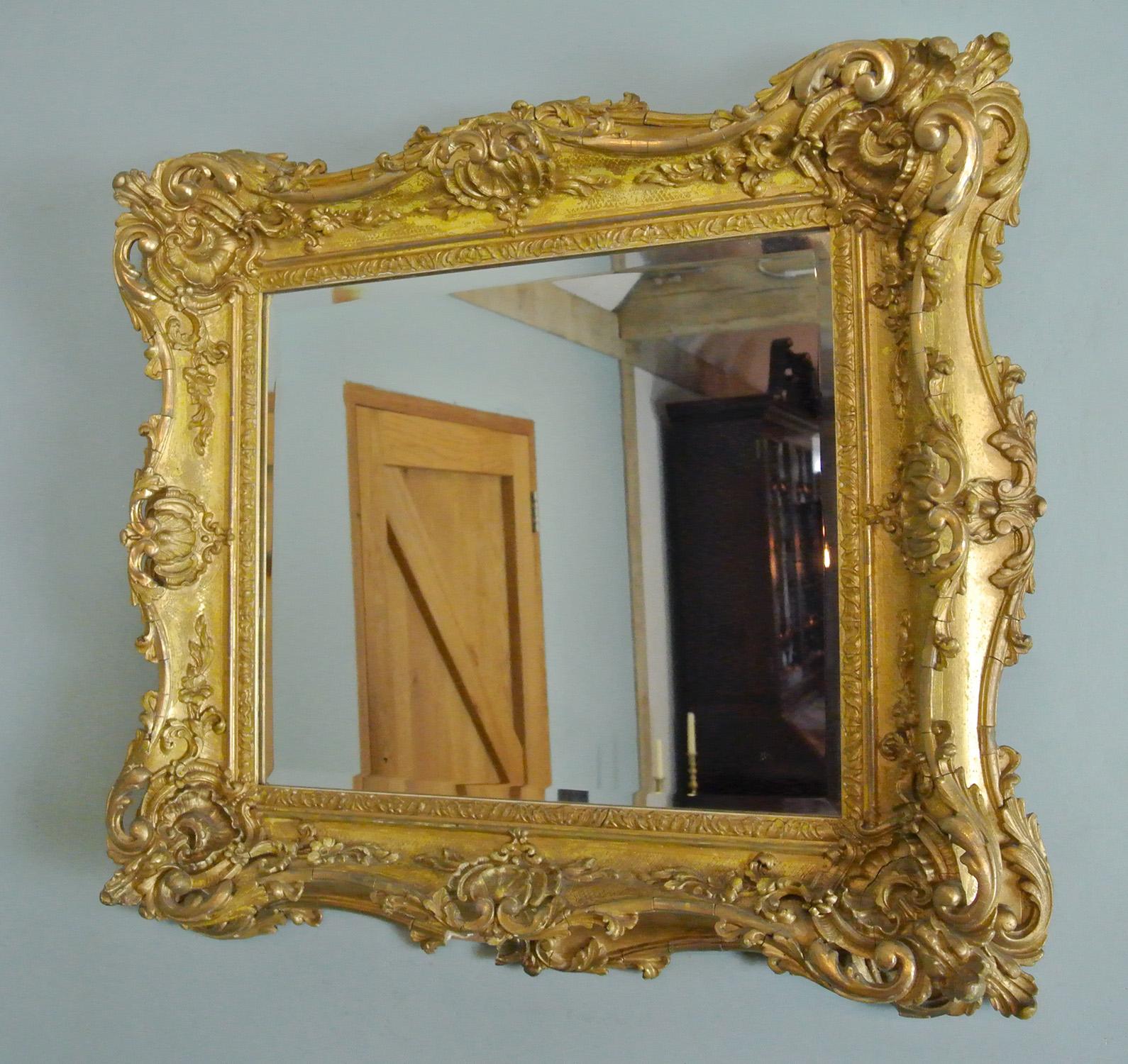 Elaborately Carved and Original Georgian Giltwood Frame with Bevelled Mirror  2