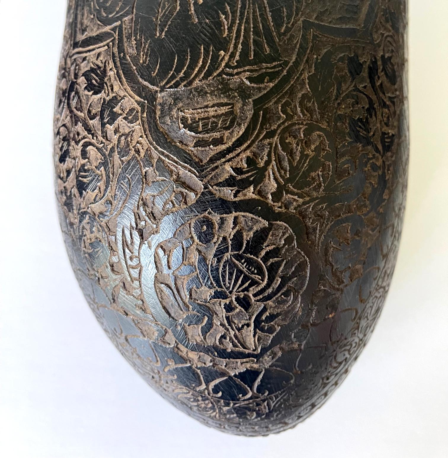 Elaborately Carved Antique Beggar's Bowl Kashkul For Sale 7