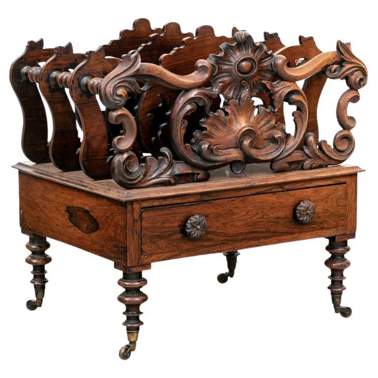 Elaborately Carved Antique Rosewood Canterbury