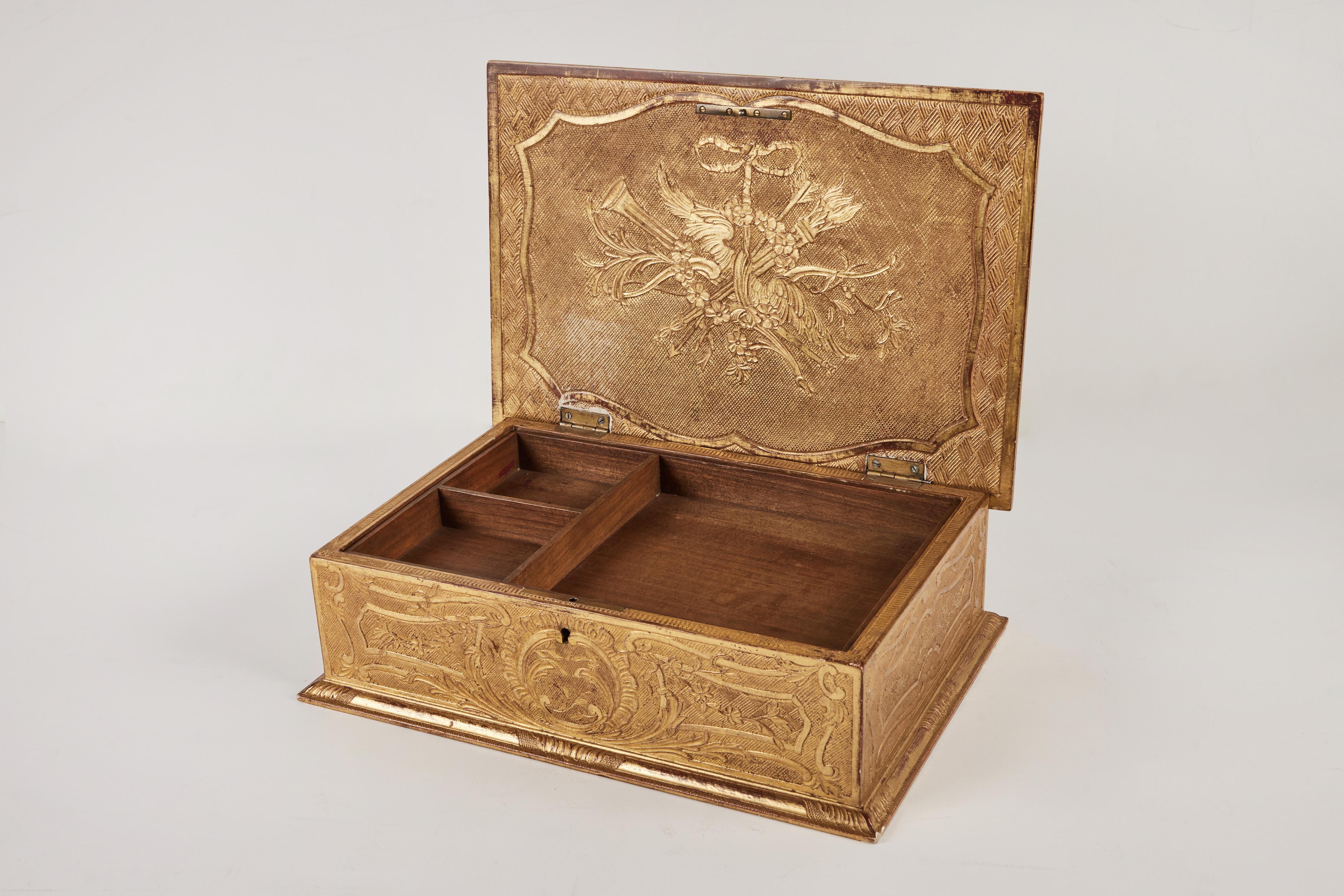 Hand-Carved Carved Gilt Wood Box