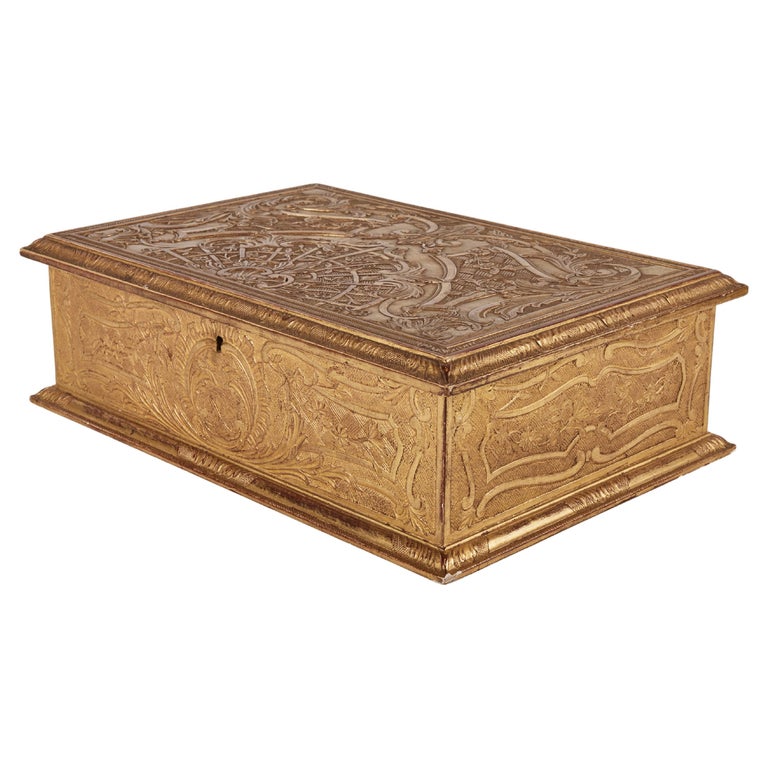 Carved Gilt Wood Box For Sale at 1stDibs