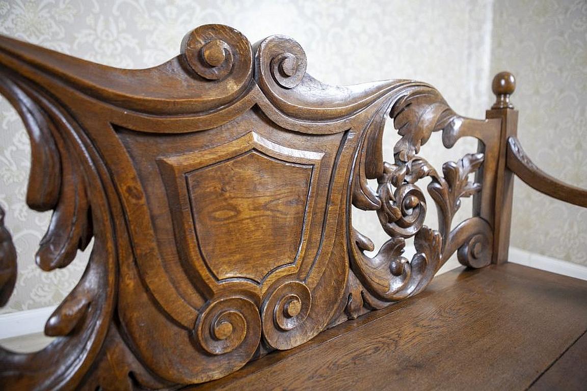 Elaborately Carved Oak Bench from the Early 20th Century 10