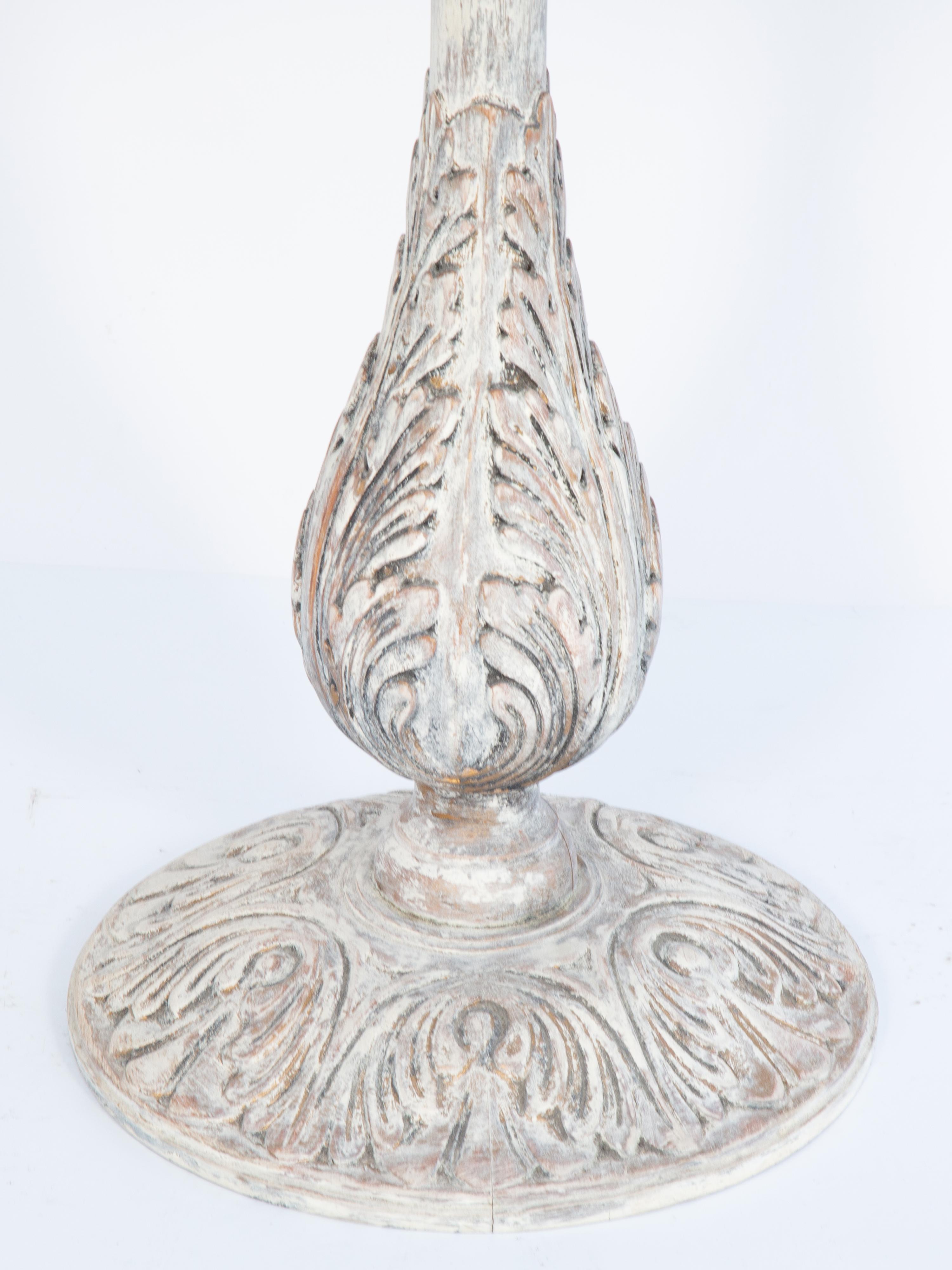 Italian Elaborately Carved Pedestal Occasional Table with Octagonal Mirrored Top For Sale